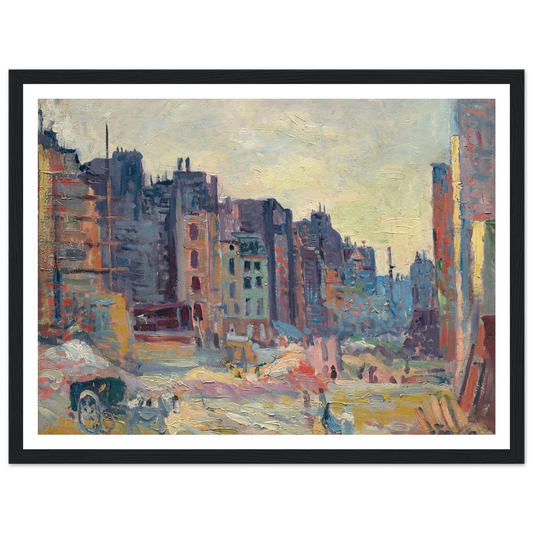 Paris, Le percement de la rue Réaumur (1907-08) Art Print | Maximilien Luce - Framed Poster - 30x40 cm / 12x16″ - Black frame
