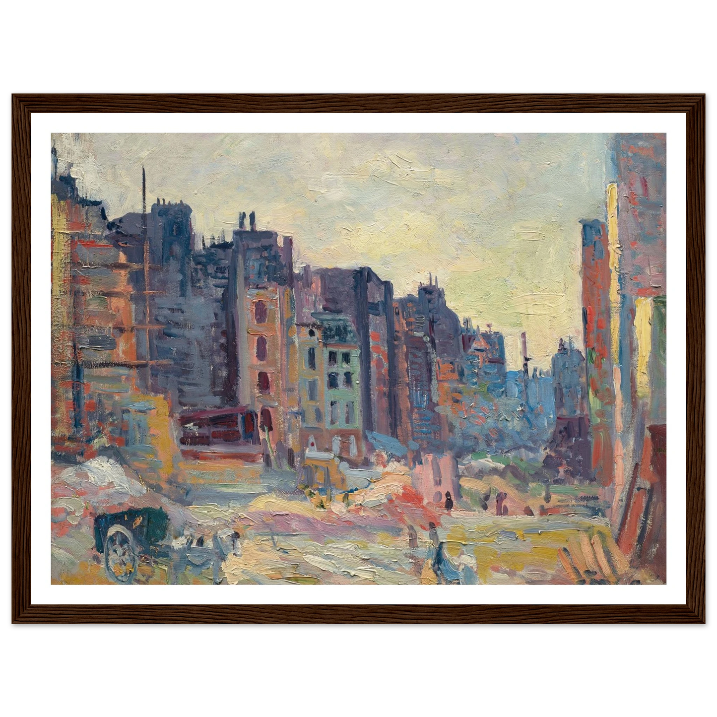 Paris, Le percement de la rue Réaumur (1907-08) Art Print | Maximilien Luce - Framed Poster - 30x40 cm / 12x16″ - Black frame