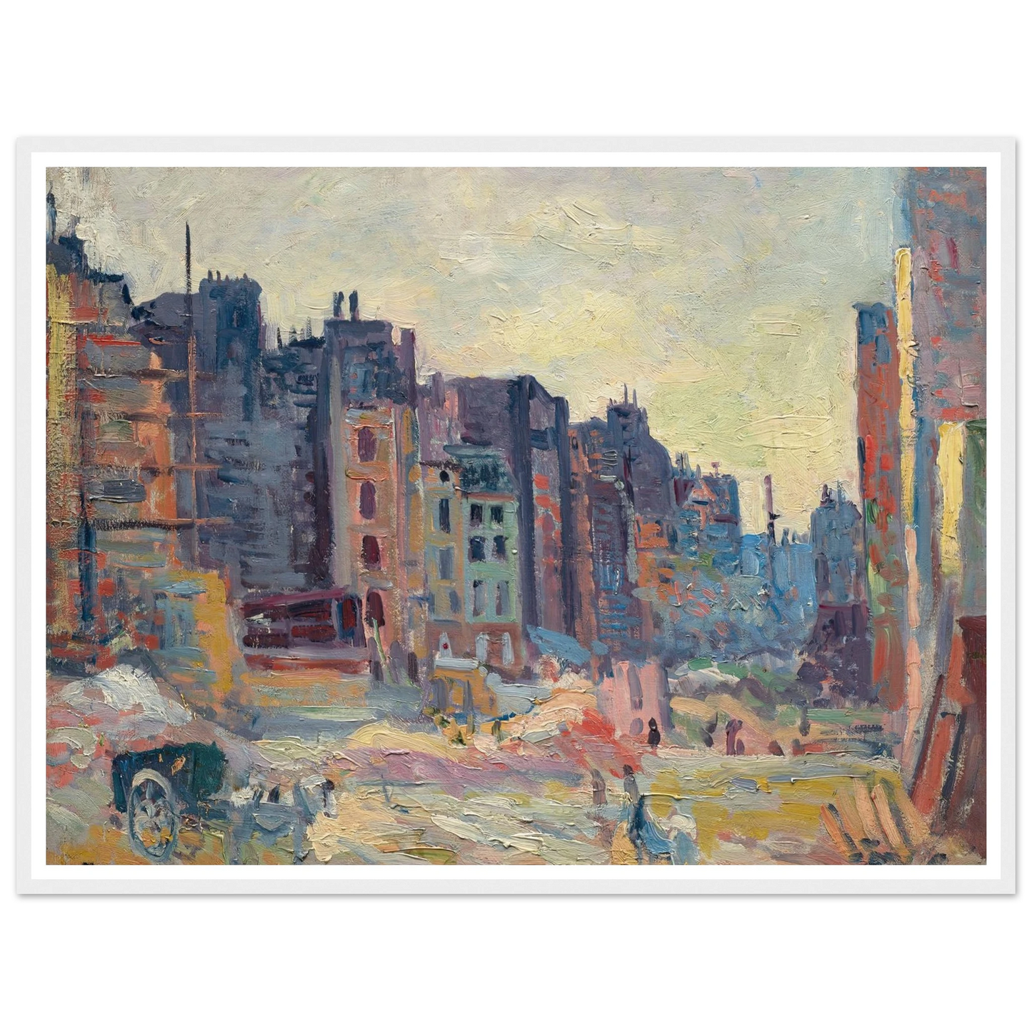 Paris, Le percement de la rue Réaumur (1907-08) Art Print | Maximilien Luce - Framed Poster - 30x40 cm / 12x16″ - Black frame