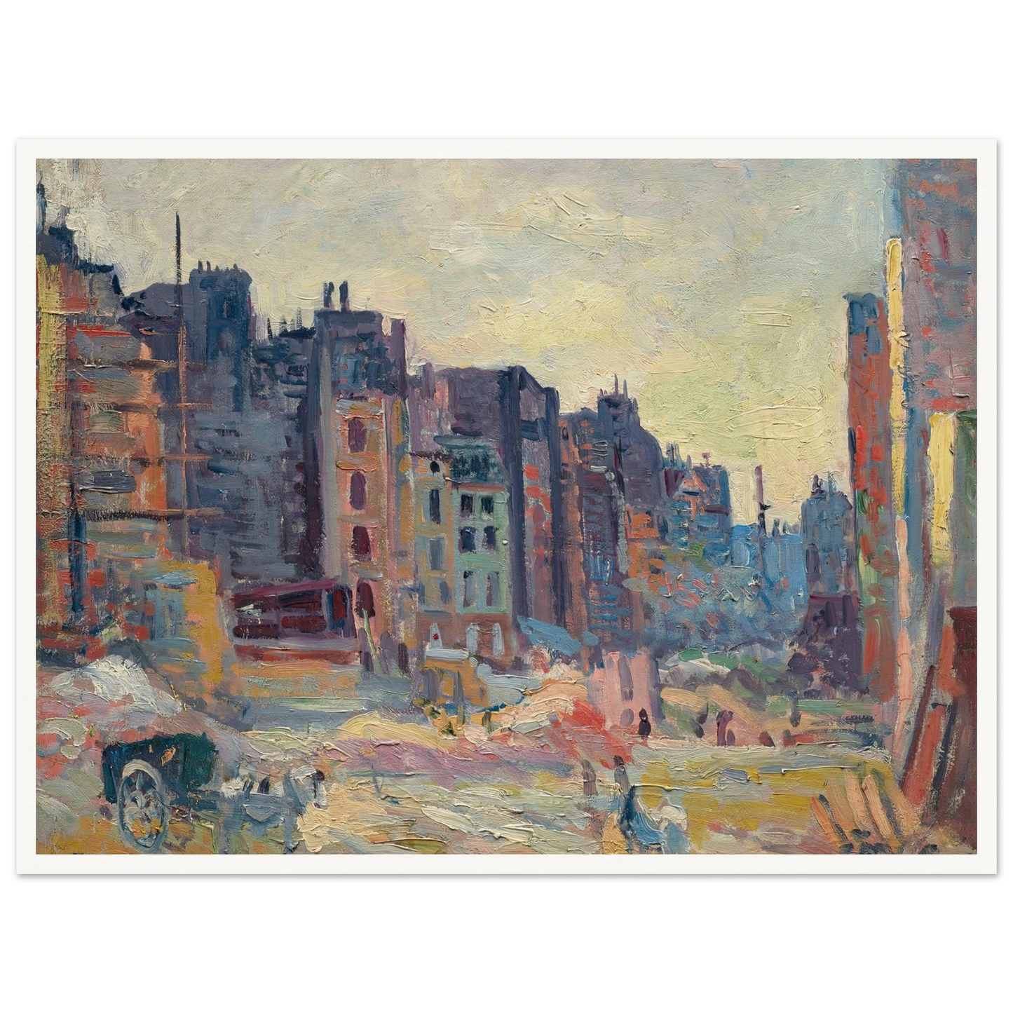 Paris, Le percement de la rue Réaumur (1907-08) Art Print | Maximilien Luce - Framed Poster - 30x40 cm / 12x16″ - Black frame