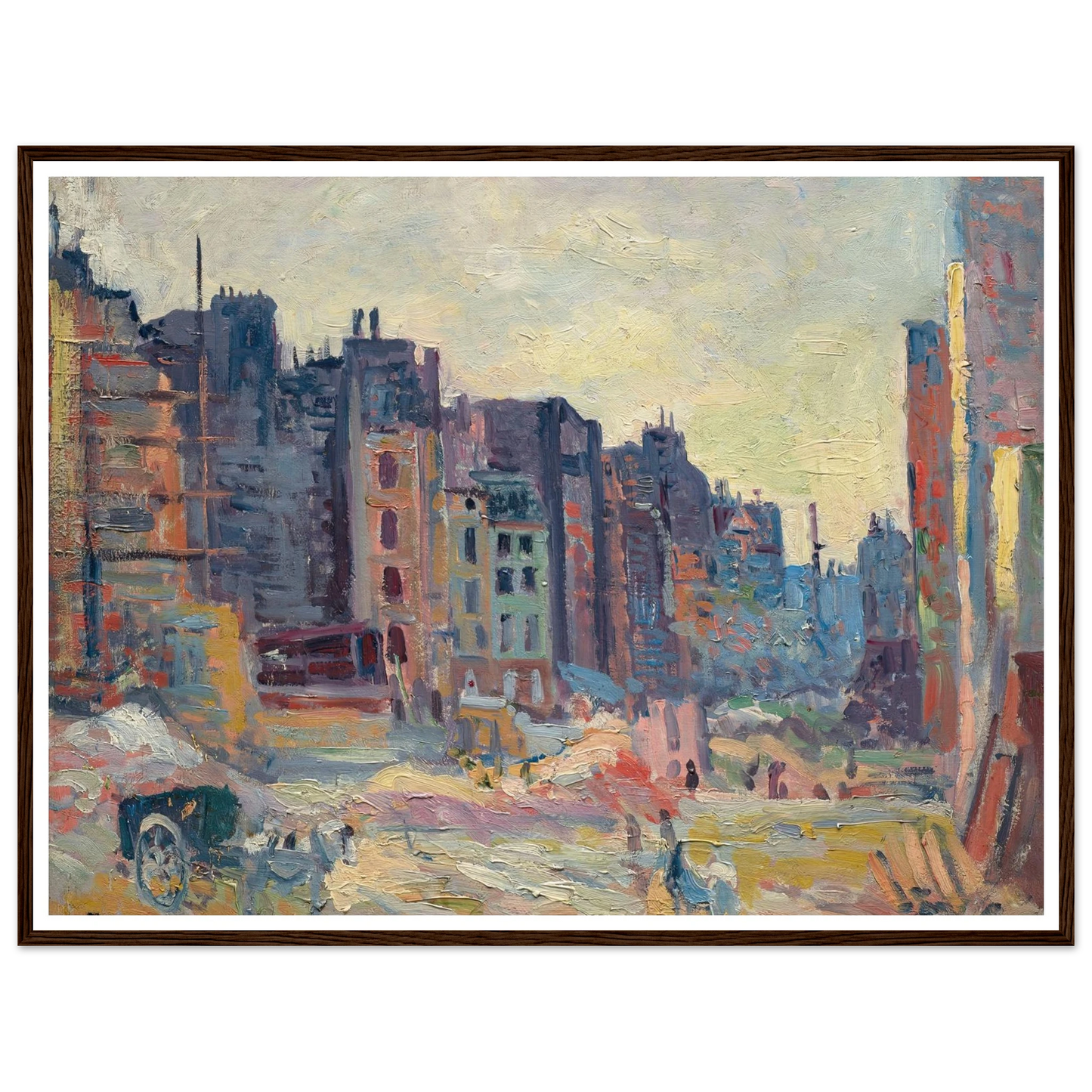 Paris, Le percement de la rue Réaumur (1907-08) Art Print | Maximilien Luce - Framed Poster - 30x40 cm / 12x16″ - Black frame
