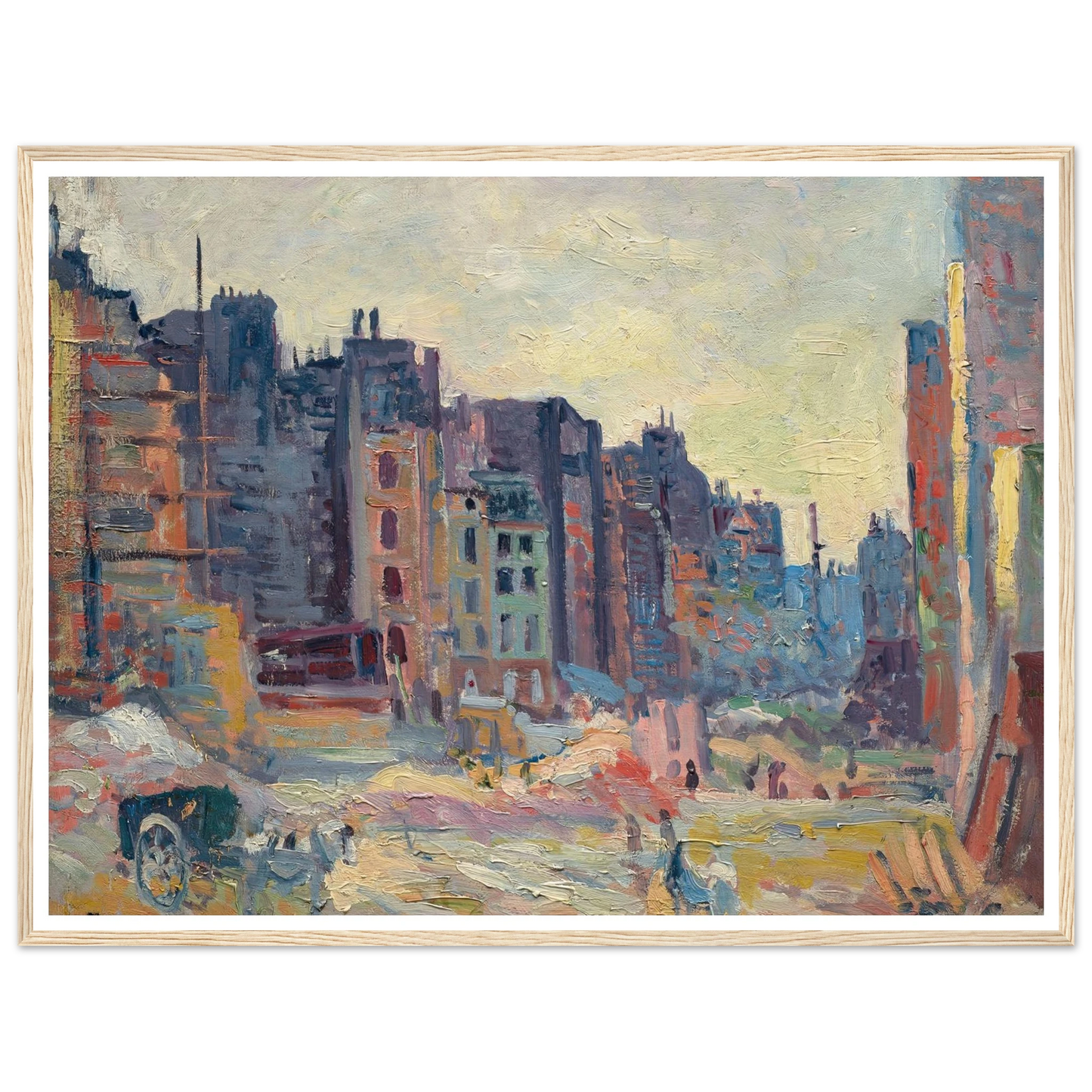 Paris, Le percement de la rue Réaumur (1907-08) Art Print | Maximilien Luce - Framed Poster - 30x40 cm / 12x16″ - Black frame