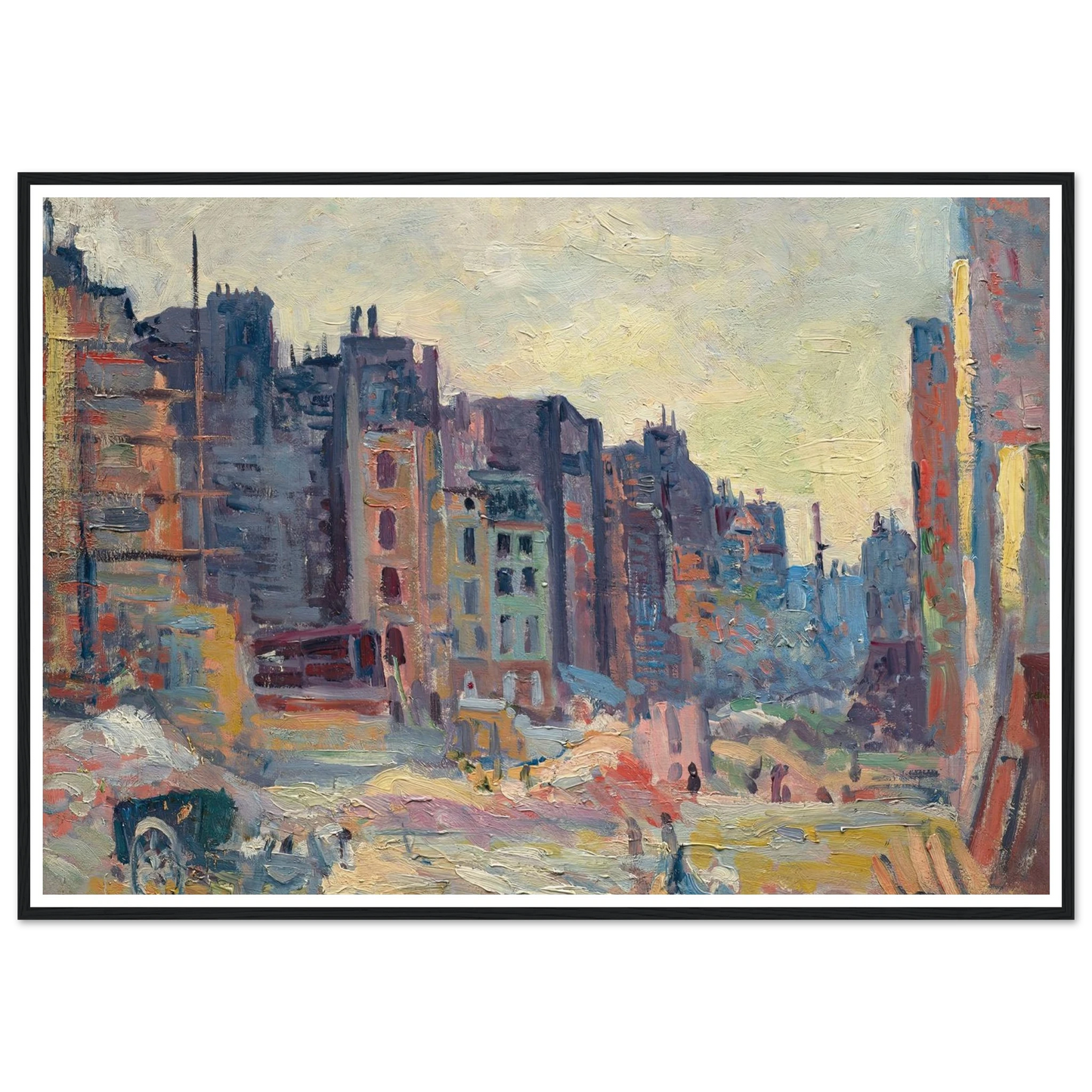 Paris, Le percement de la rue Réaumur (1907-08) Art Print | Maximilien Luce - Framed Poster - 30x40 cm / 12x16″ - Black frame