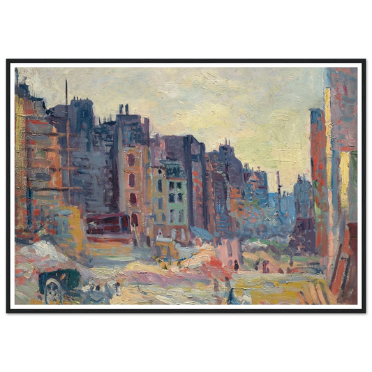 Paris, Le percement de la rue Réaumur (1907-08) Art Print | Maximilien Luce - Framed Poster - 30x40 cm / 12x16″ - Black frame