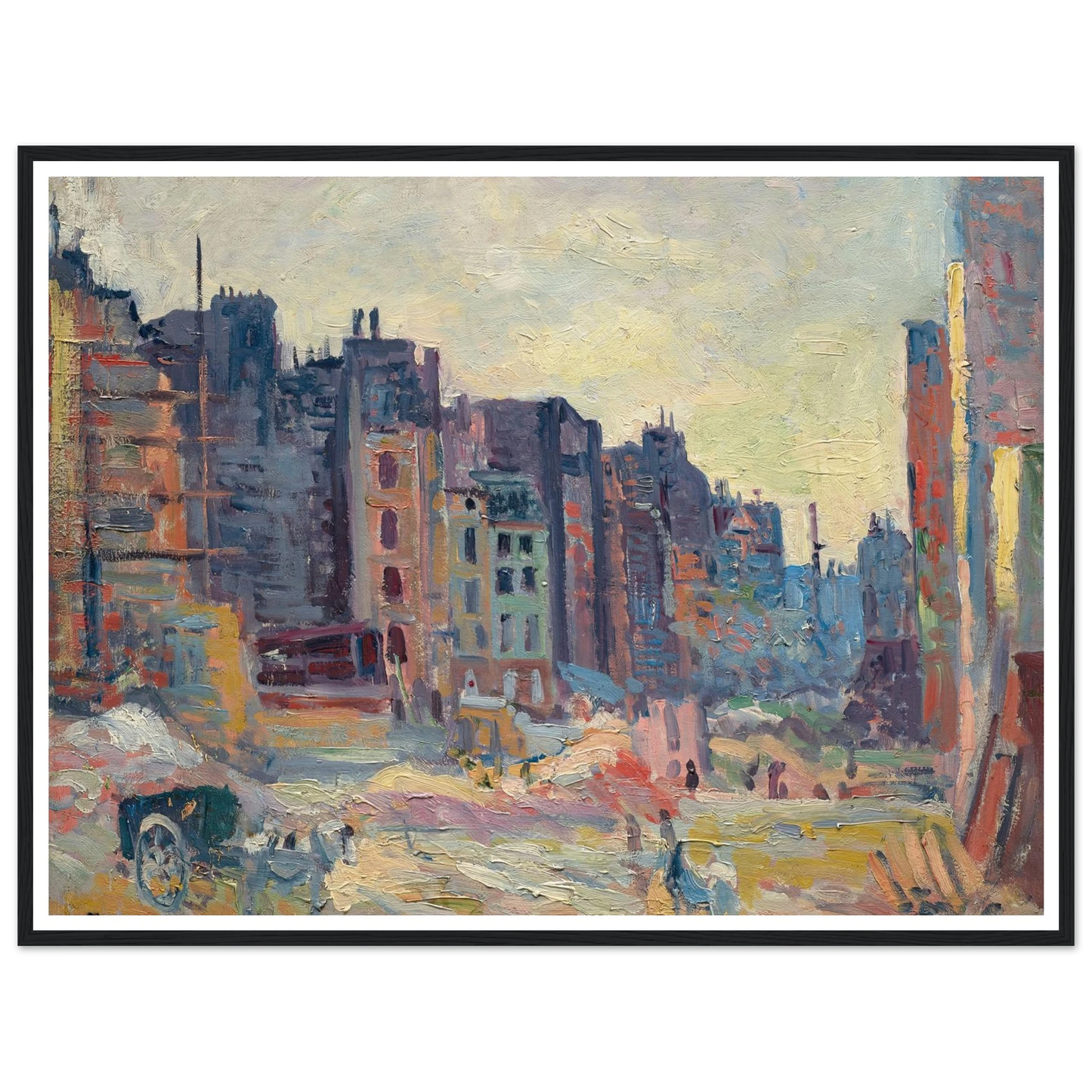 Paris, Le percement de la rue Réaumur (1907-08) Art Print | Maximilien Luce - Framed Poster - 30x40 cm / 12x16″ - Black frame