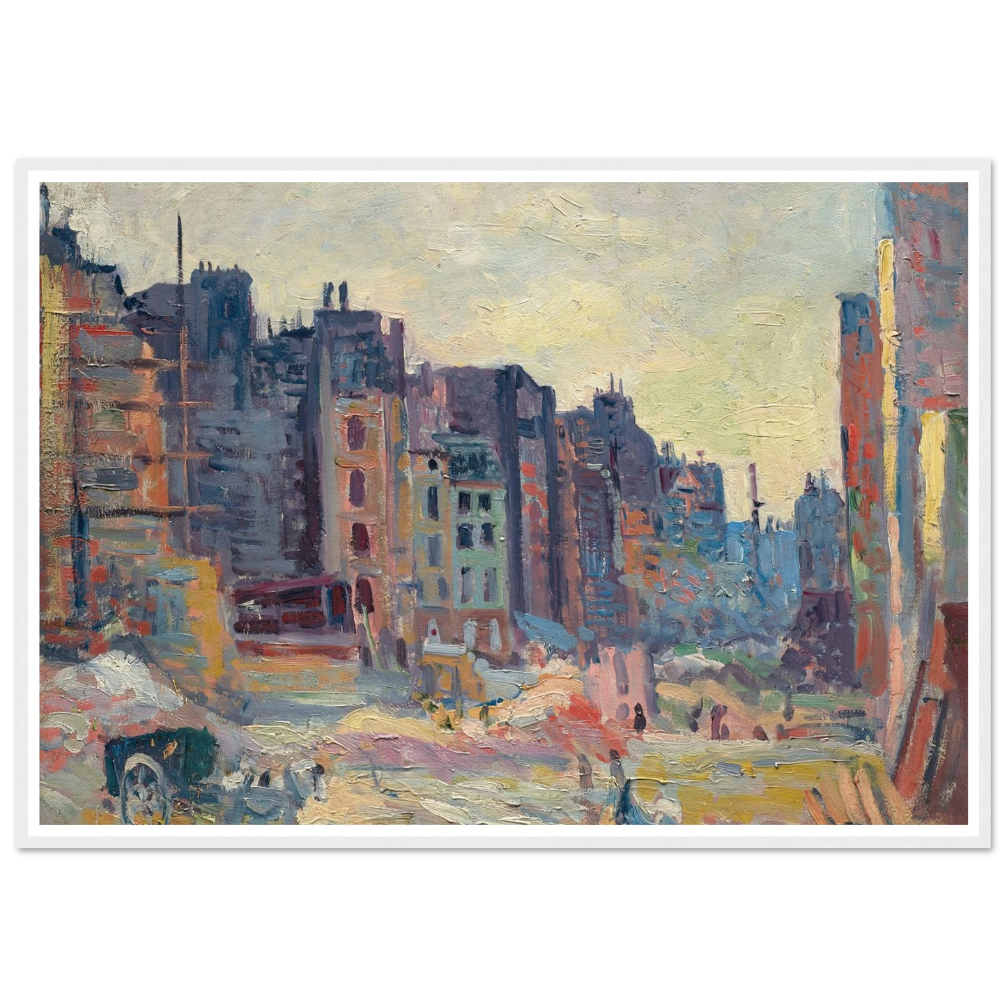 Paris, Le percement de la rue Réaumur (1907-08) Art Print | Maximilien Luce - Framed Poster - 30x40 cm / 12x16″ - Black frame