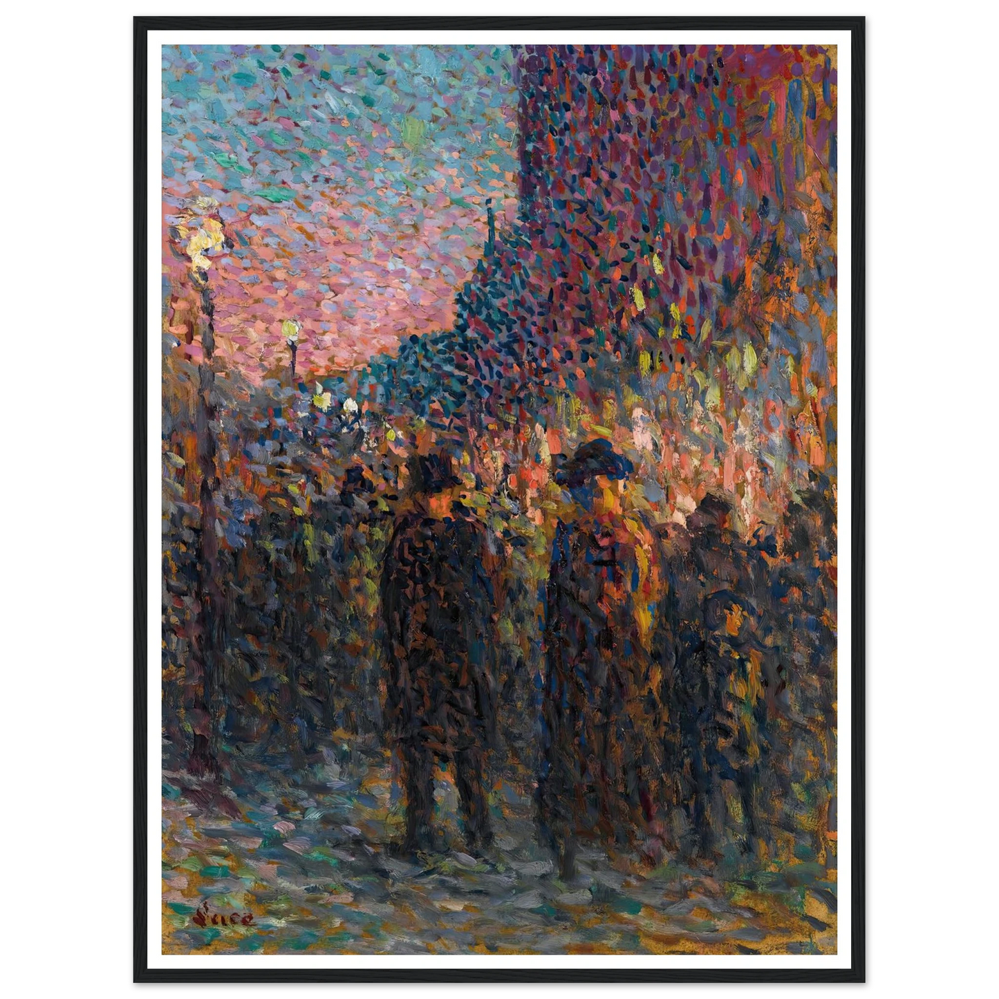 Paris, Les Boulevards, La Nuit (circa 1893) Art Print | Maximilien Luce - Framed Poster - 30x40 cm / 12x16″ - Black frame