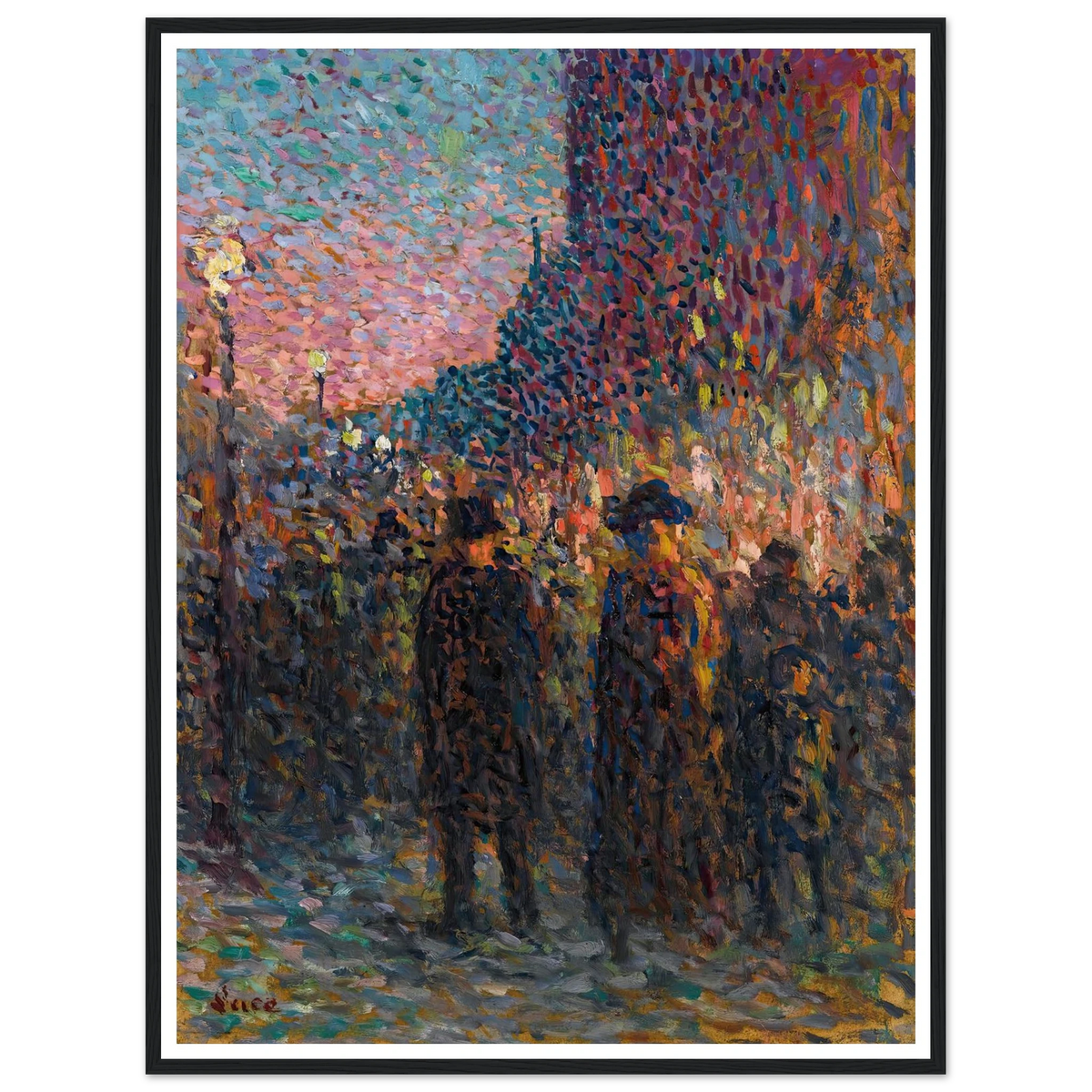 Paris, Les Boulevards, La Nuit (circa 1893) Art Print | Maximilien Luce - Framed Poster - 30x40 cm / 12x16″ - Black frame