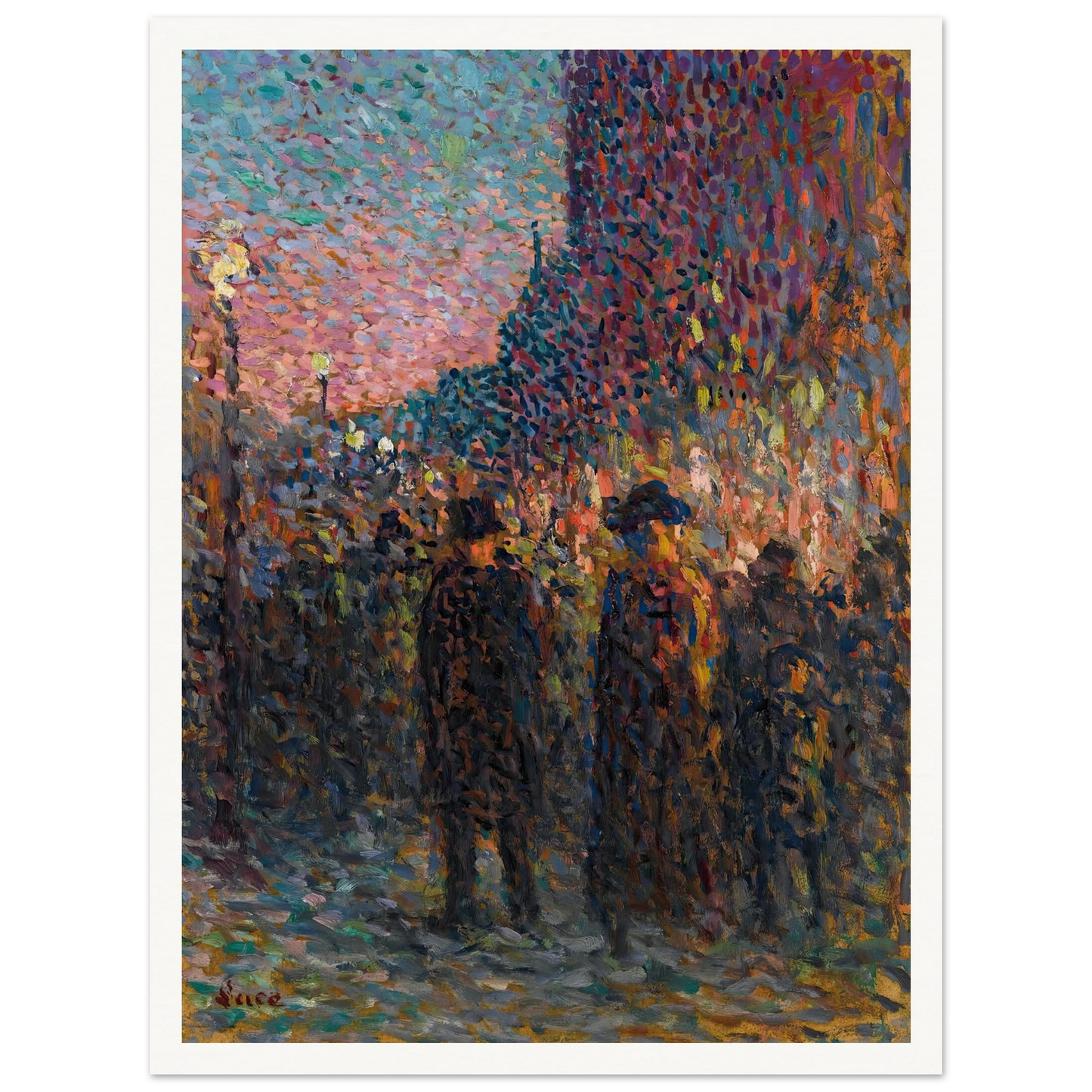 Paris, Les Boulevards, La Nuit (circa 1893) Art Print | Maximilien Luce - Framed Poster - 30x40 cm / 12x16″ - Black frame