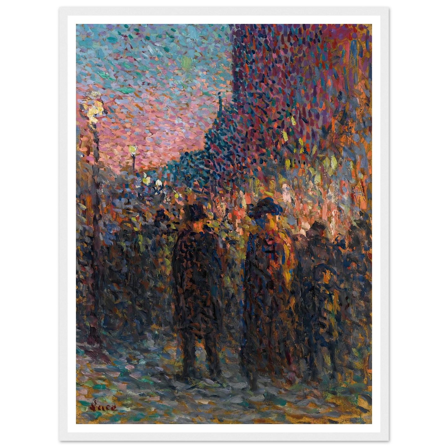 Paris, Les Boulevards, La Nuit (circa 1893) Art Print | Maximilien Luce - Framed Poster - 30x40 cm / 12x16″ - Black frame