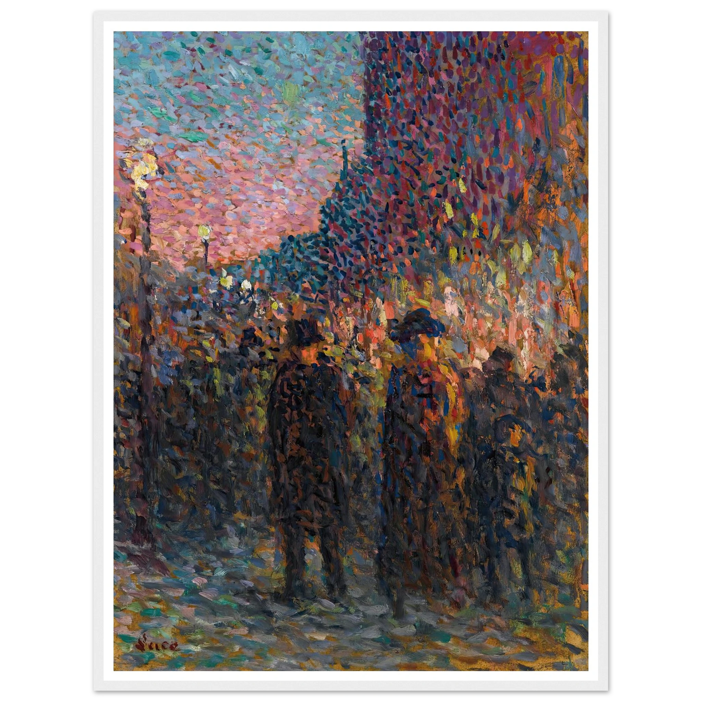 Paris, Les Boulevards, La Nuit (circa 1893) Art Print | Maximilien Luce - Framed Poster - 30x40 cm / 12x16″ - Black frame