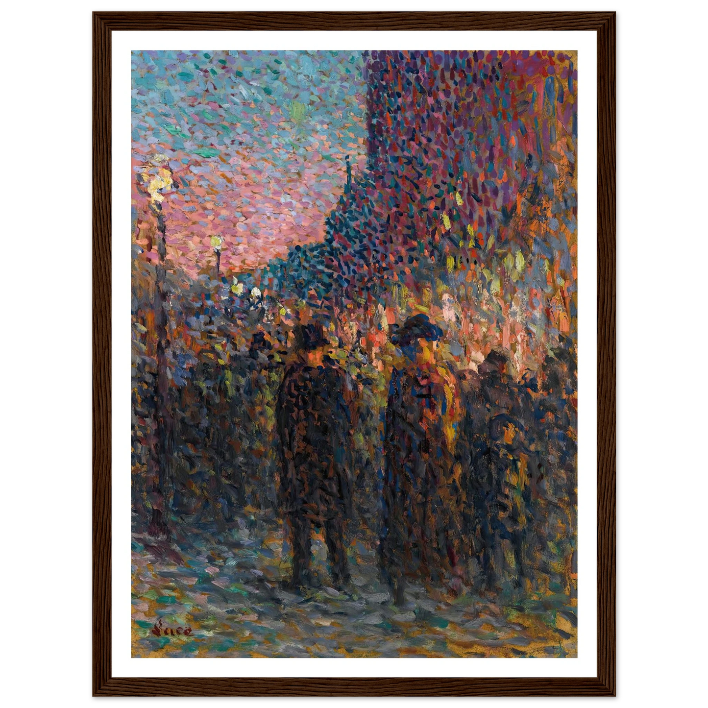 Paris, Les Boulevards, La Nuit (circa 1893) Art Print | Maximilien Luce - Framed Poster - 30x40 cm / 12x16″ - Black frame