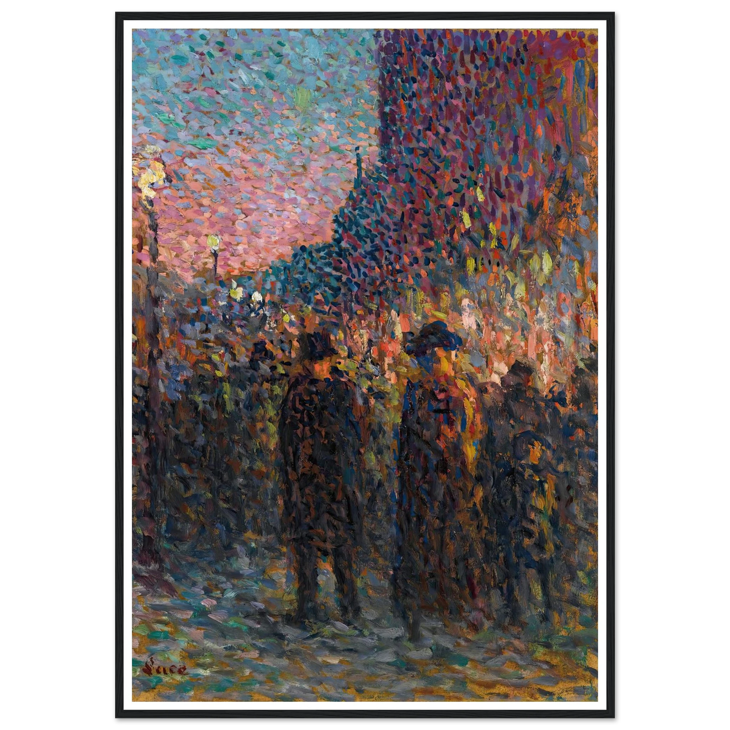 Paris, Les Boulevards, La Nuit (circa 1893) Art Print | Maximilien Luce - Framed Poster - 30x40 cm / 12x16″ - Black frame