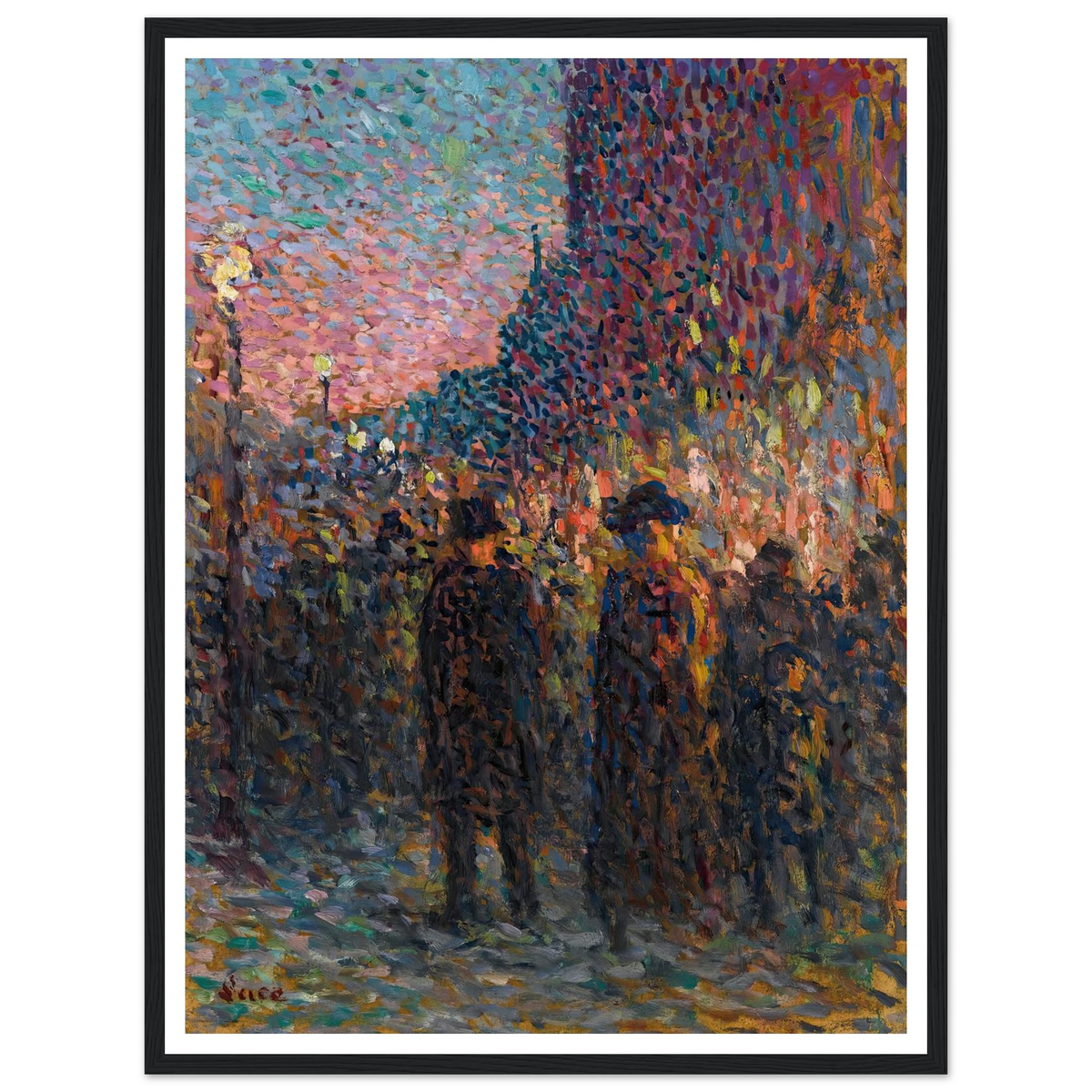 Paris, Les Boulevards, La Nuit (circa 1893) Art Print | Maximilien Luce - Framed Poster - 30x40 cm / 12x16″ - Black frame