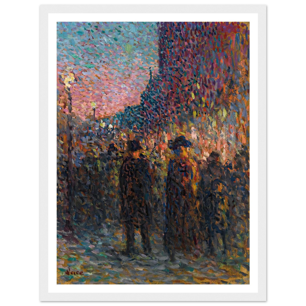 Paris, Les Boulevards, La Nuit (circa 1893) Art Print | Maximilien Luce - Framed Poster - 30x40 cm / 12x16″ - Black frame