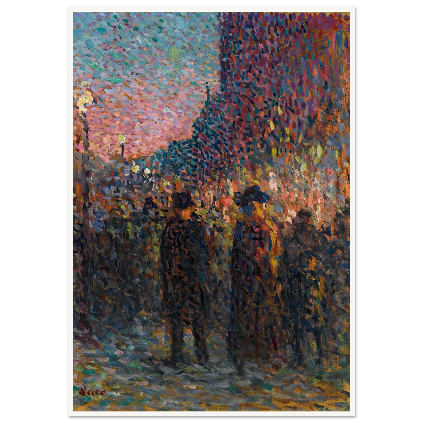 Paris, Les Boulevards, La Nuit (circa 1893) Art Print | Maximilien Luce - Framed Poster - 30x40 cm / 12x16″ - Black frame