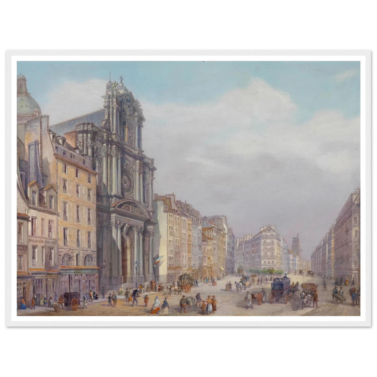 Paris Rue Saint Antoine Art Print | Carlo Bossoli - Framed Poster - 30x40 cm / 12x16″ - Black frame