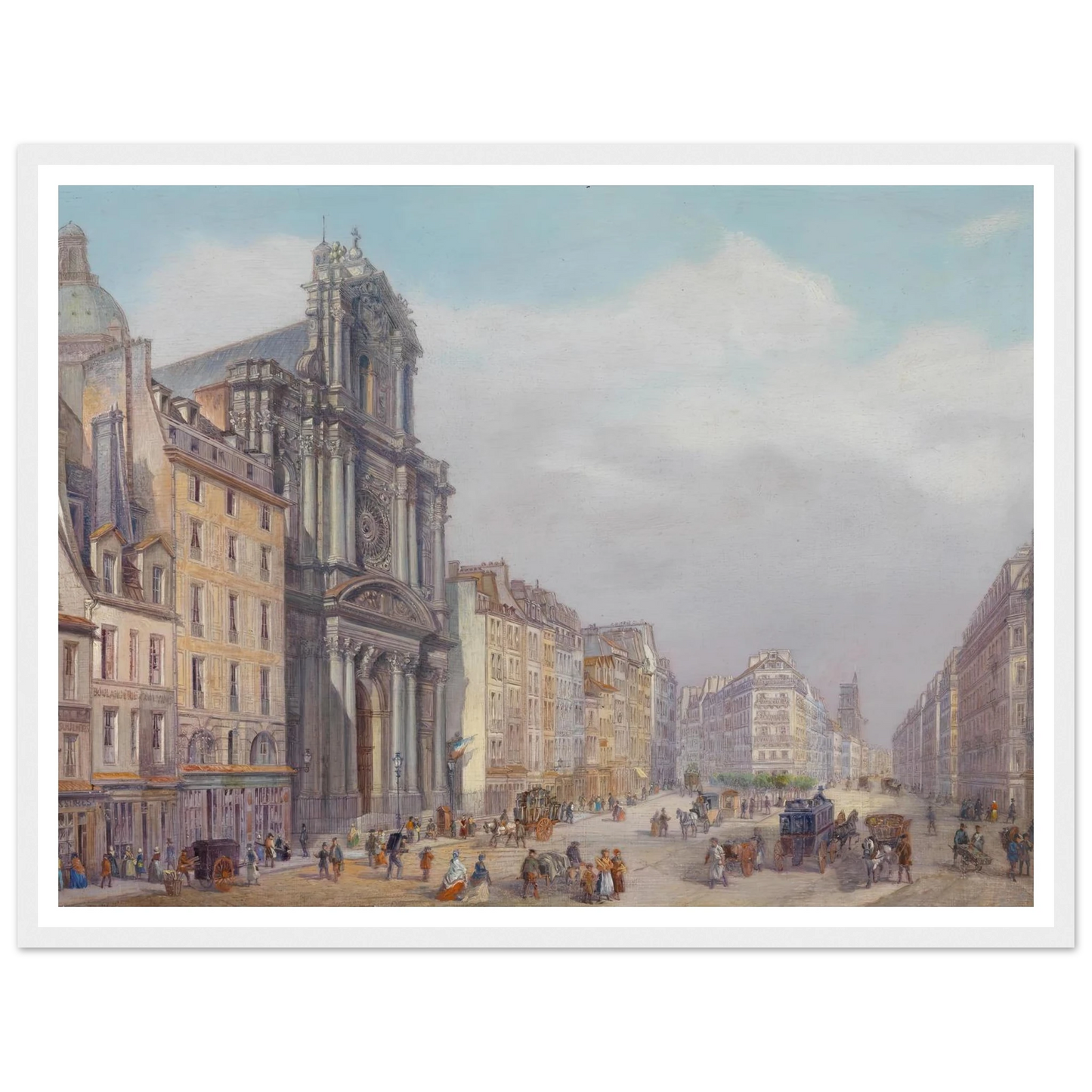 Paris Rue Saint Antoine Art Print | Carlo Bossoli - Framed Poster - 30x40 cm / 12x16″ - Black frame