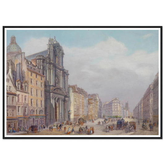 Paris Rue Saint Antoine Art Print | Carlo Bossoli - Framed Poster - 30x40 cm / 12x16″ - Black frame
