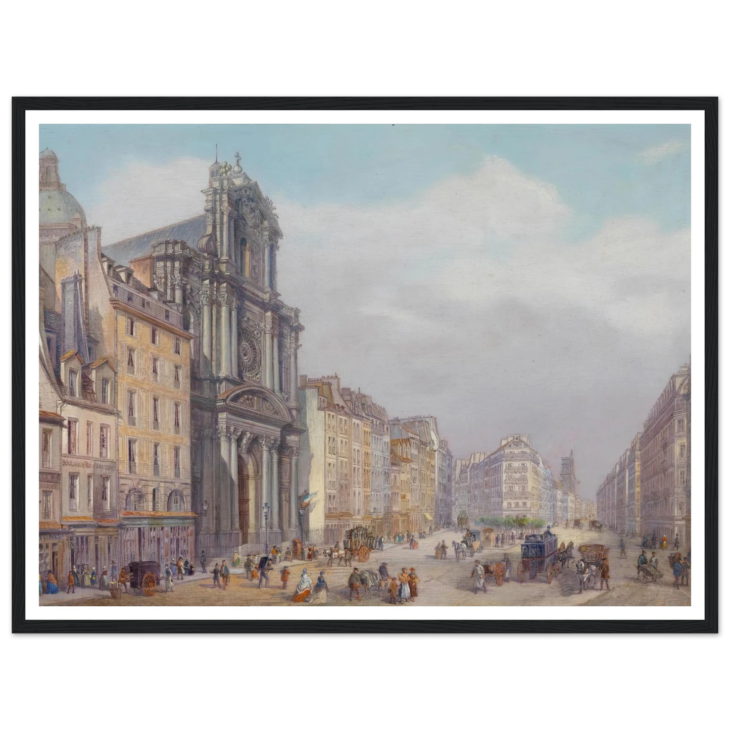 Paris Rue Saint Antoine Art Print | Carlo Bossoli - Framed Poster - 30x40 cm / 12x16″ - Black frame