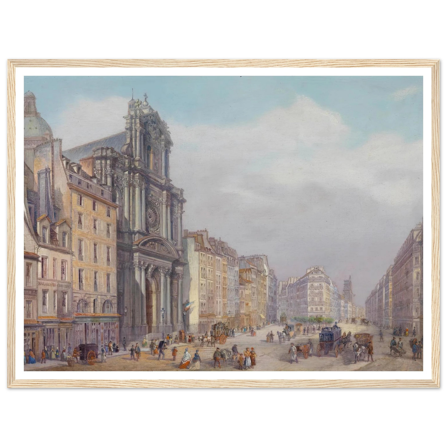 Paris Rue Saint Antoine Art Print | Carlo Bossoli - Framed Poster - 30x40 cm / 12x16″ - Black frame
