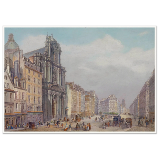 Paris Rue Saint Antoine Art Print | Carlo Bossoli - Framed Poster - 30x40 cm / 12x16″ - Black frame