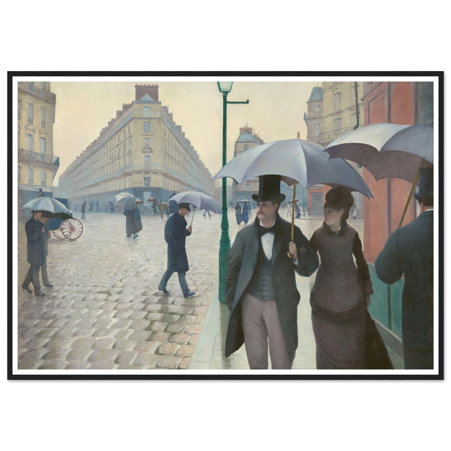 Paris Street; Rainy Day Art Print | Gustave Caillebotte - Framed Poster - 30x40 cm / 12x16″ - Black frame