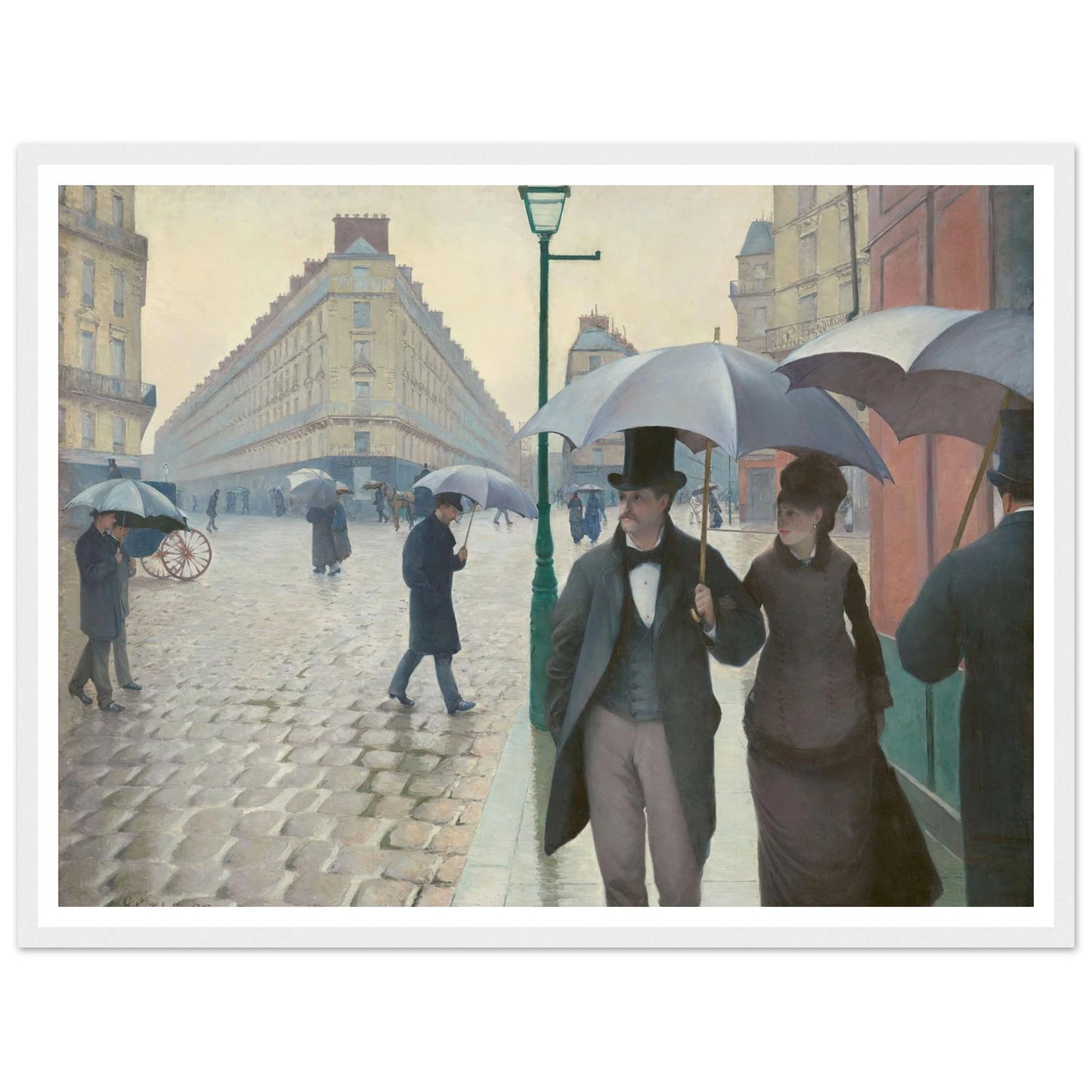 Paris Street; Rainy Day Art Print | Gustave Caillebotte - Framed Poster - 30x40 cm / 12x16″ - Black frame