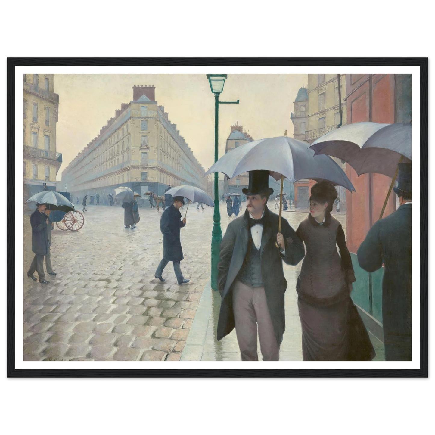 Paris Street; Rainy Day Art Print | Gustave Caillebotte - Framed Poster - 30x40 cm / 12x16″ - Black frame