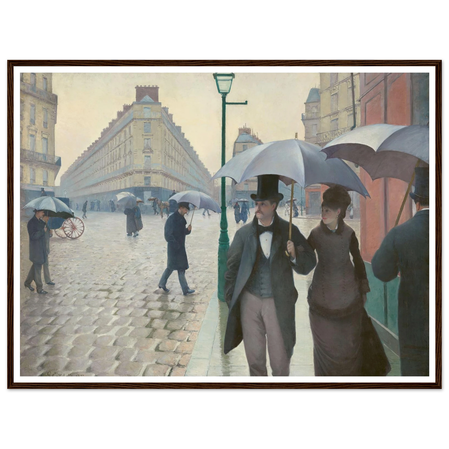 Paris Street; Rainy Day Art Print | Gustave Caillebotte - Framed Poster - 30x40 cm / 12x16″ - Black frame