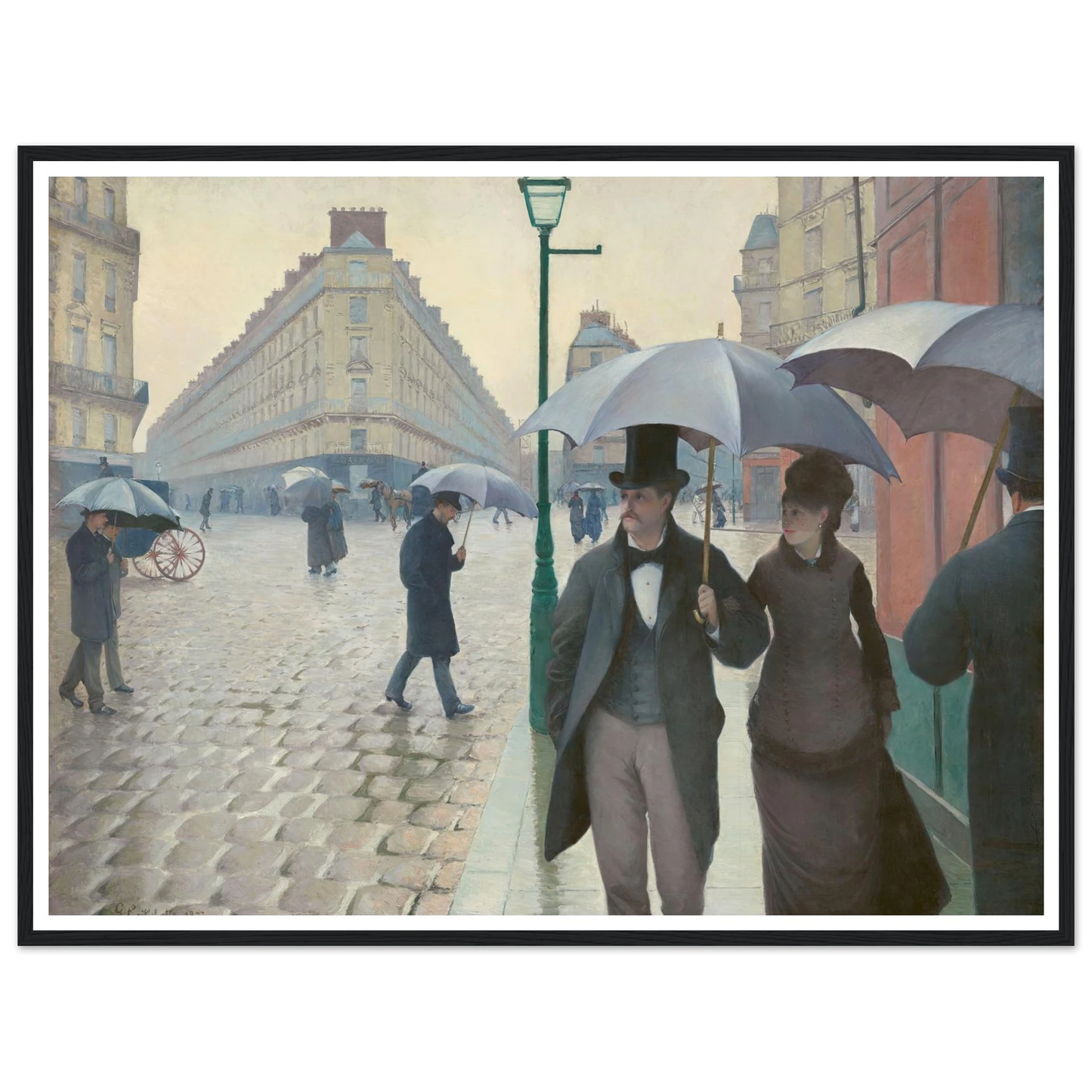 Paris Street; Rainy Day Art Print | Gustave Caillebotte - Framed Poster - 30x40 cm / 12x16″ - Black frame