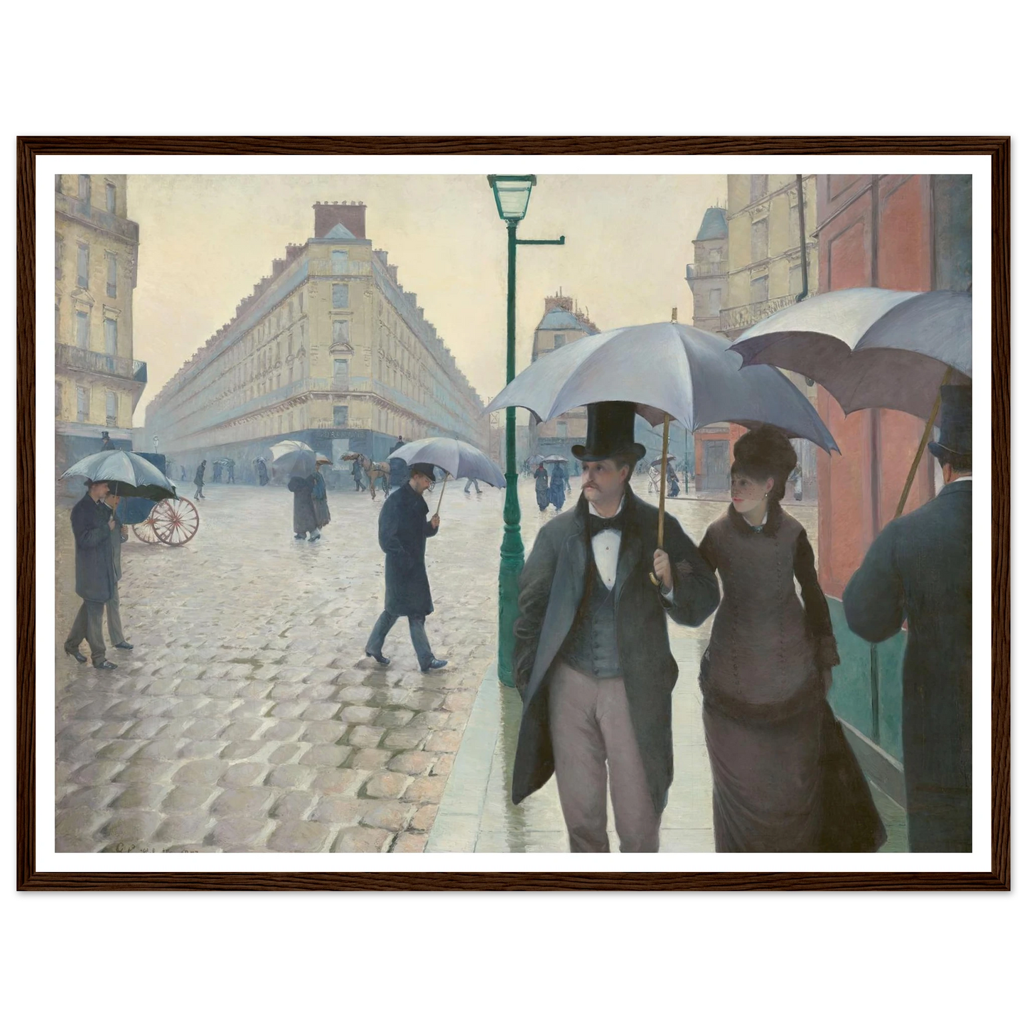 Paris Street; Rainy Day Art Print | Gustave Caillebotte - Framed Poster - 30x40 cm / 12x16″ - Black frame