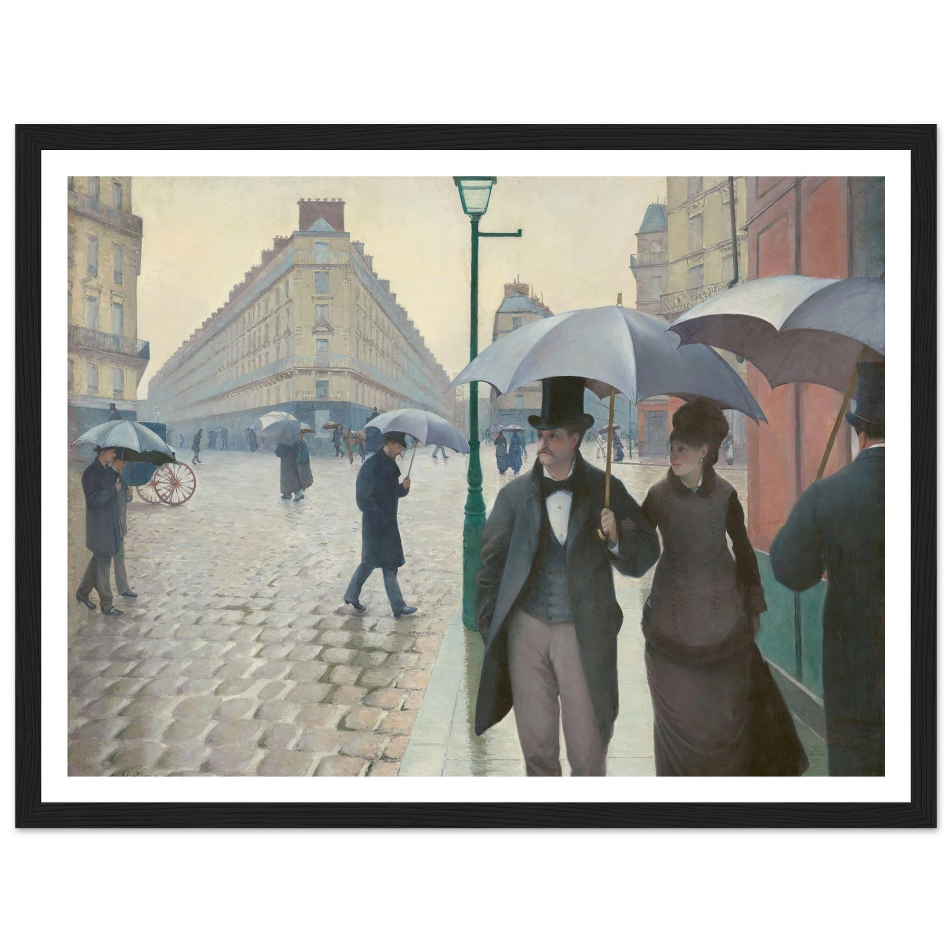 Paris Street; Rainy Day Art Print | Gustave Caillebotte - Framed Poster - 30x40 cm / 12x16″ - Black frame