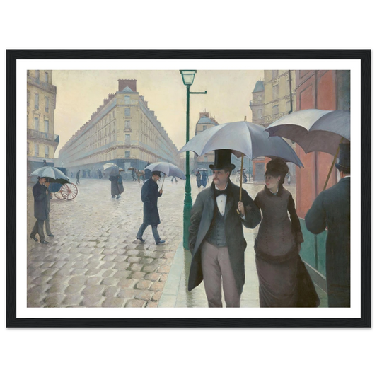 Paris Street; Rainy Day Art Print | Gustave Caillebotte - Framed Poster - 30x40 cm / 12x16″ - Black frame