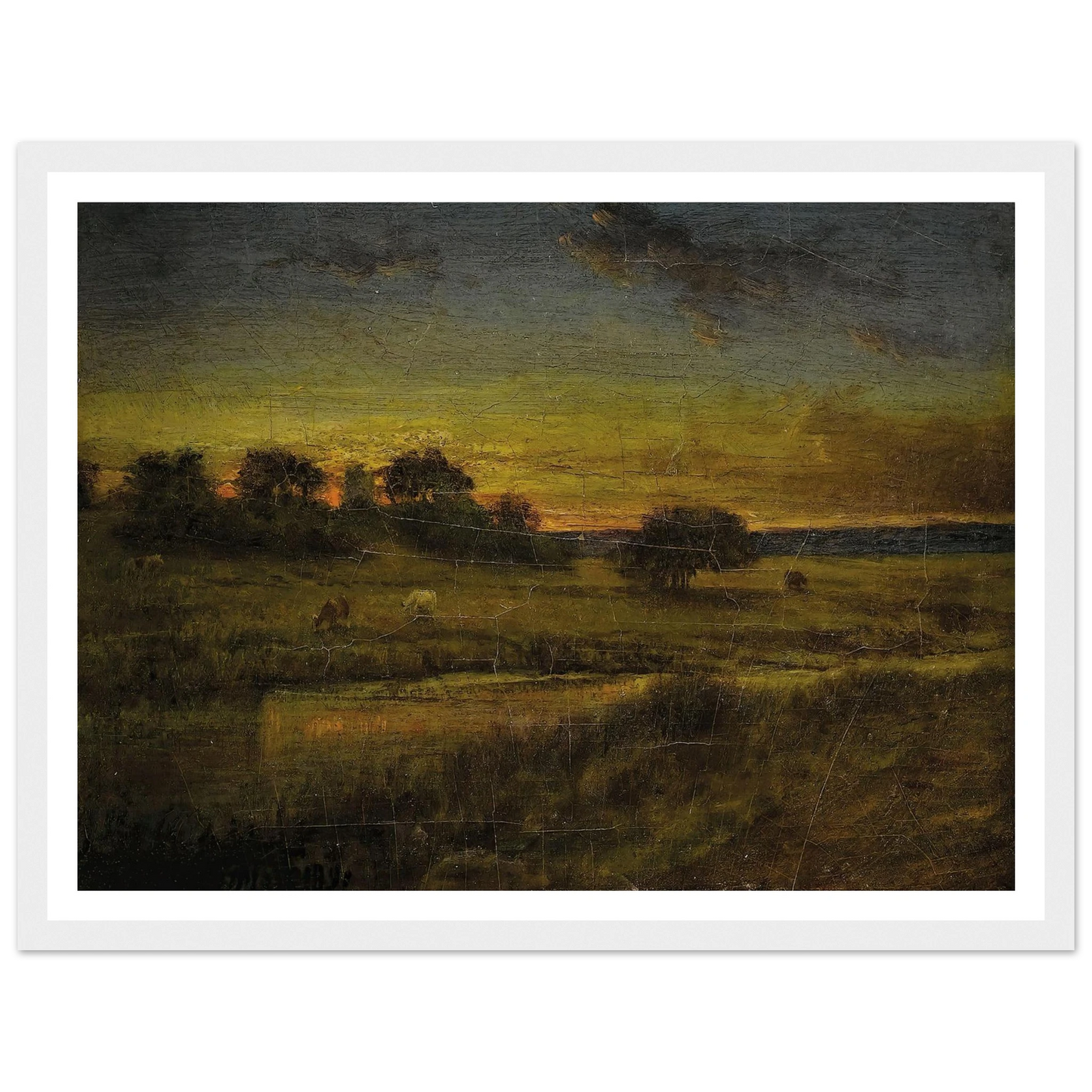 Pasture at Dawn (1891) Art Print | George Inness - Framed Poster - 30x40 cm / 12x16″ - Black frame