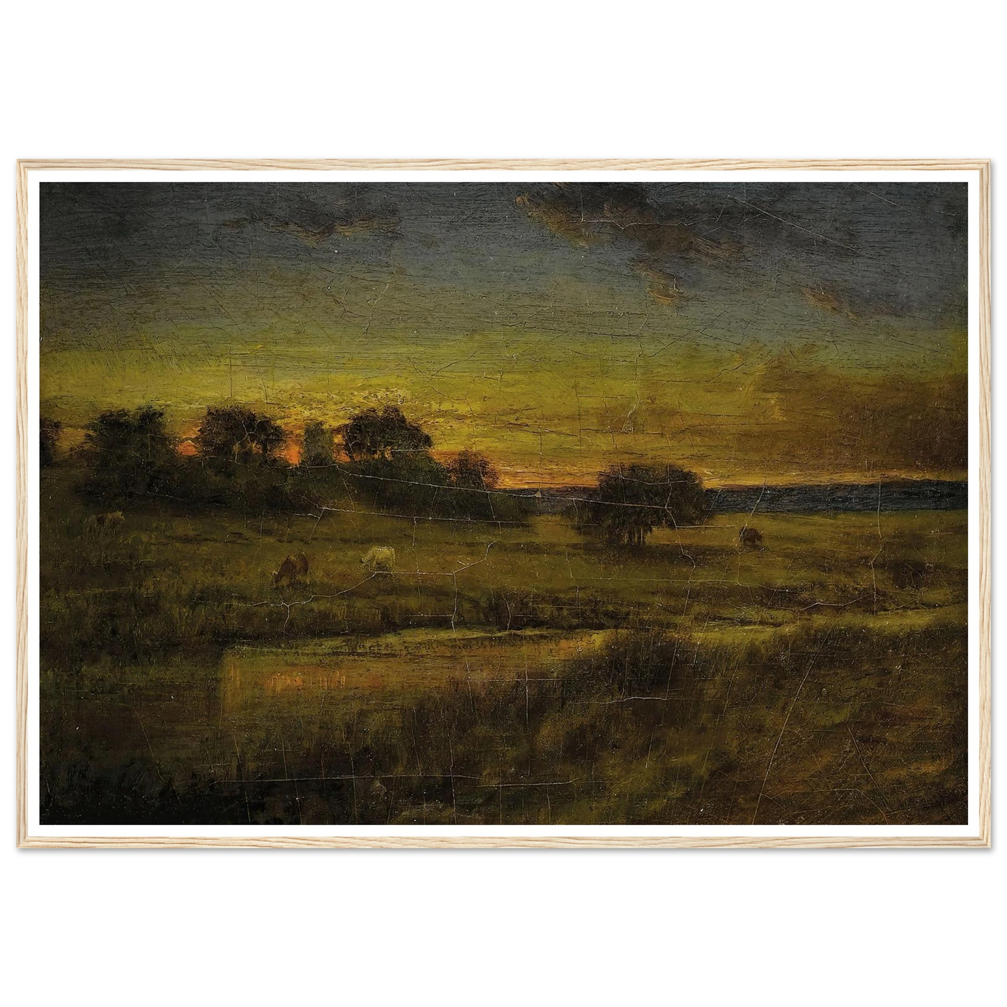Pasture at Dawn (1891) Art Print | George Inness - Framed Poster - 30x40 cm / 12x16″ - Black frame
