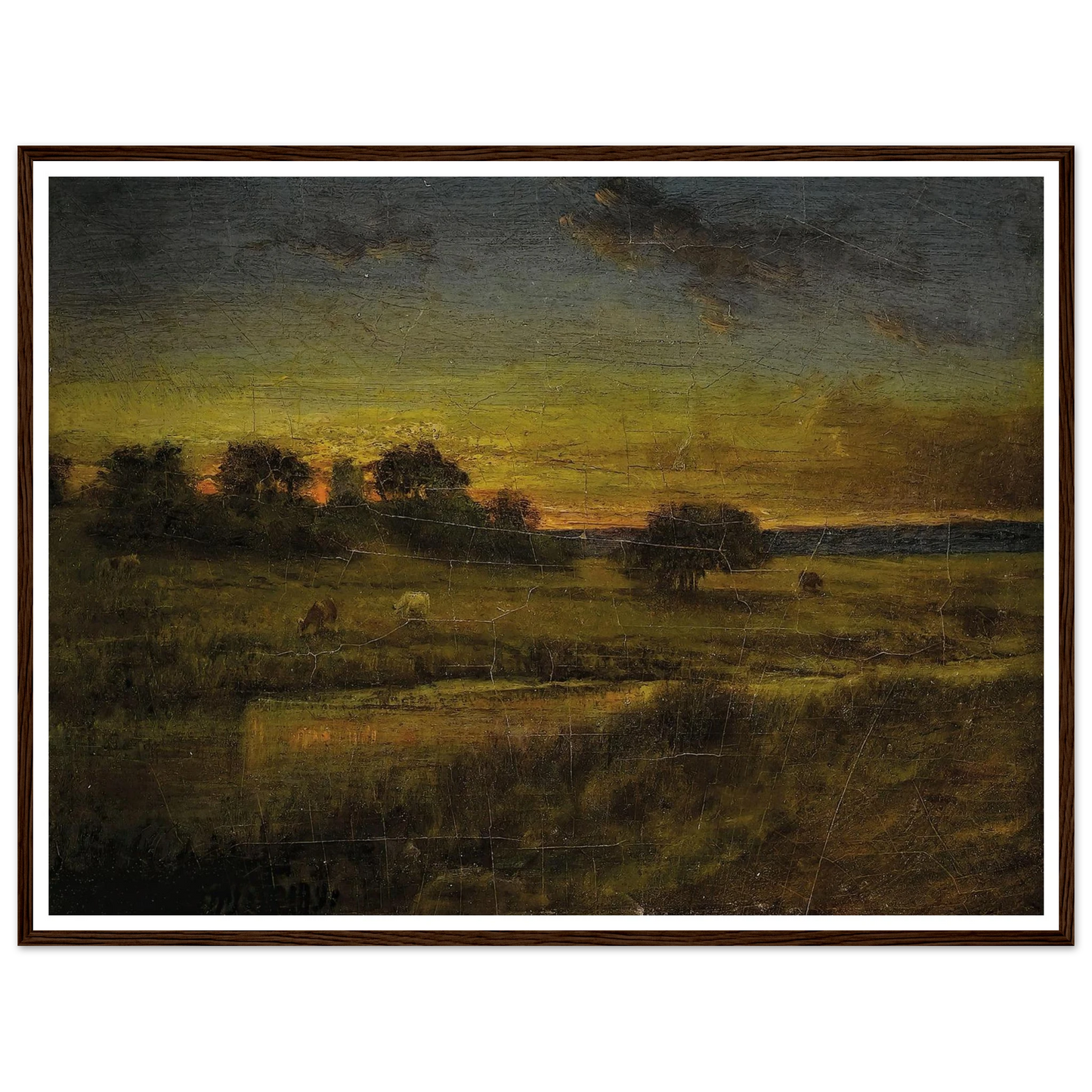 Pasture at Dawn (1891) Art Print | George Inness - Framed Poster - 30x40 cm / 12x16″ - Black frame