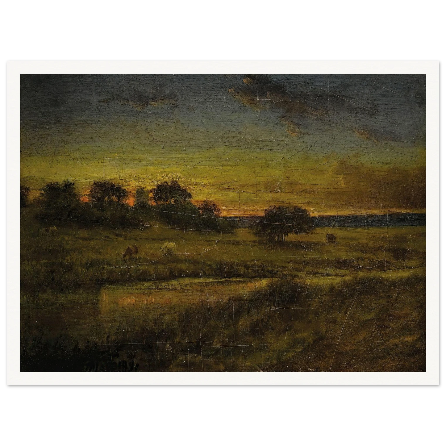 Pasture at Dawn (1891) Art Print | George Inness - Framed Poster - 30x40 cm / 12x16″ - Black frame