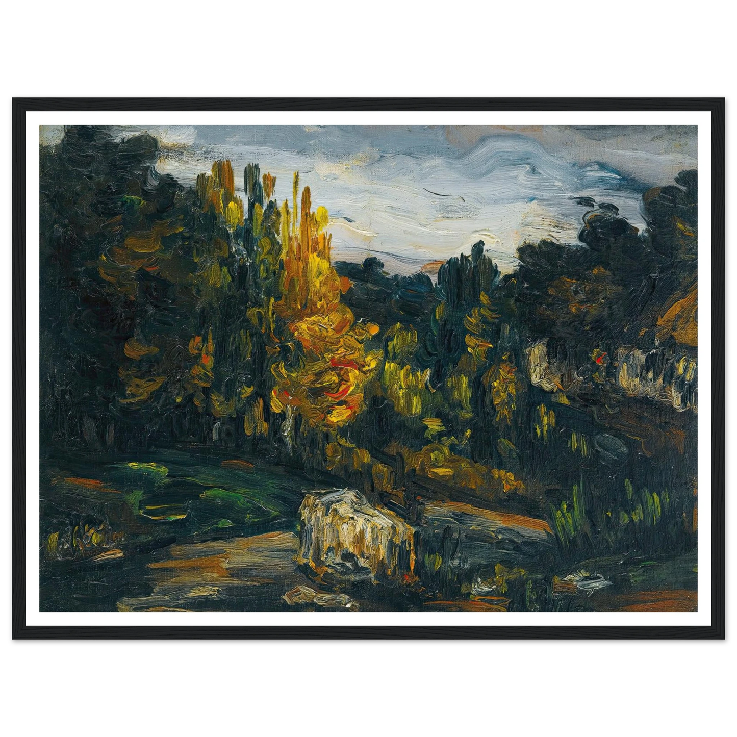 Paysage (1866) Art Print | Paul Cezanne - Framed Poster - 30x40 cm / 12x16″ - Black frame