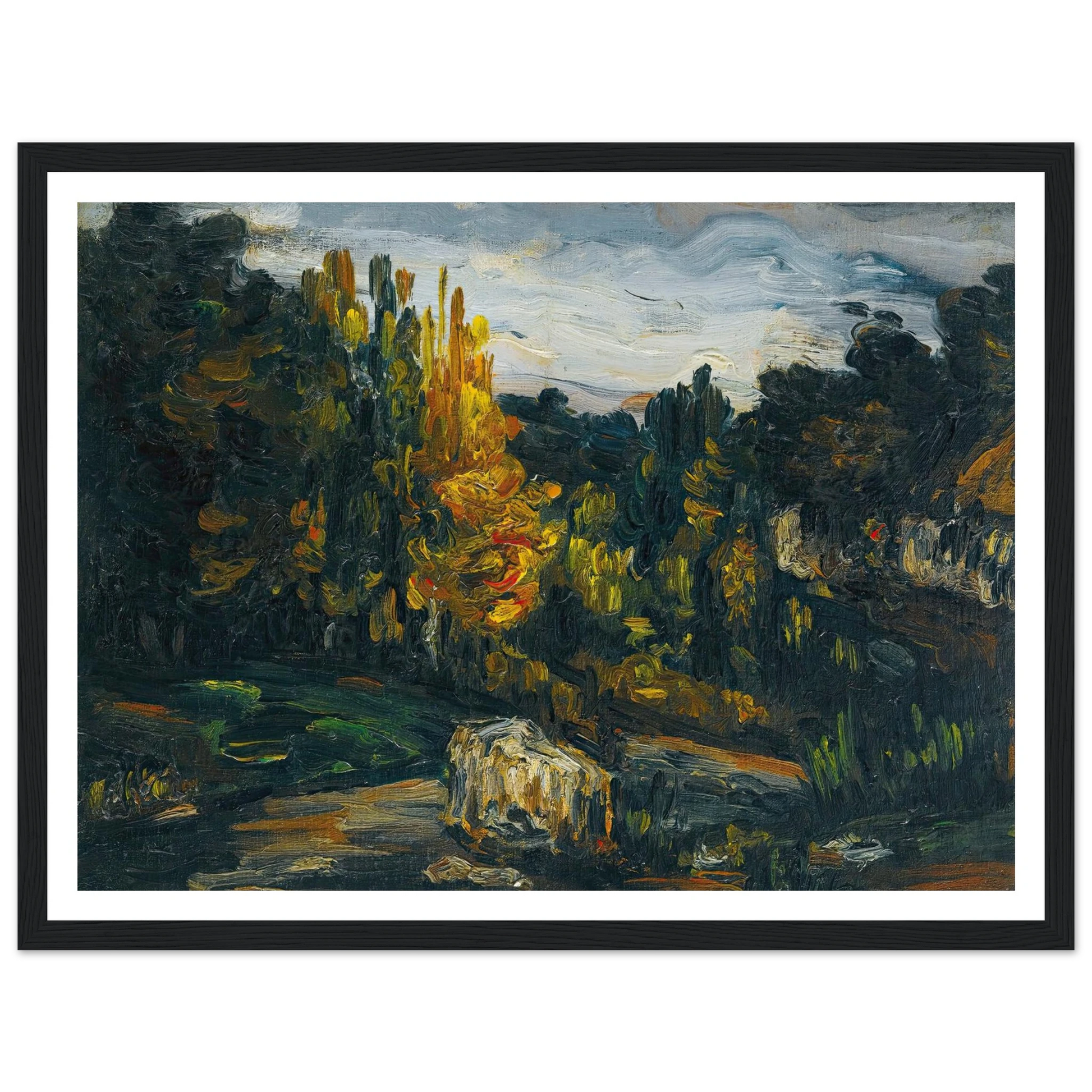 Paysage (1866) Art Print | Paul Cezanne - Framed Poster - 30x40 cm / 12x16″ - Black frame