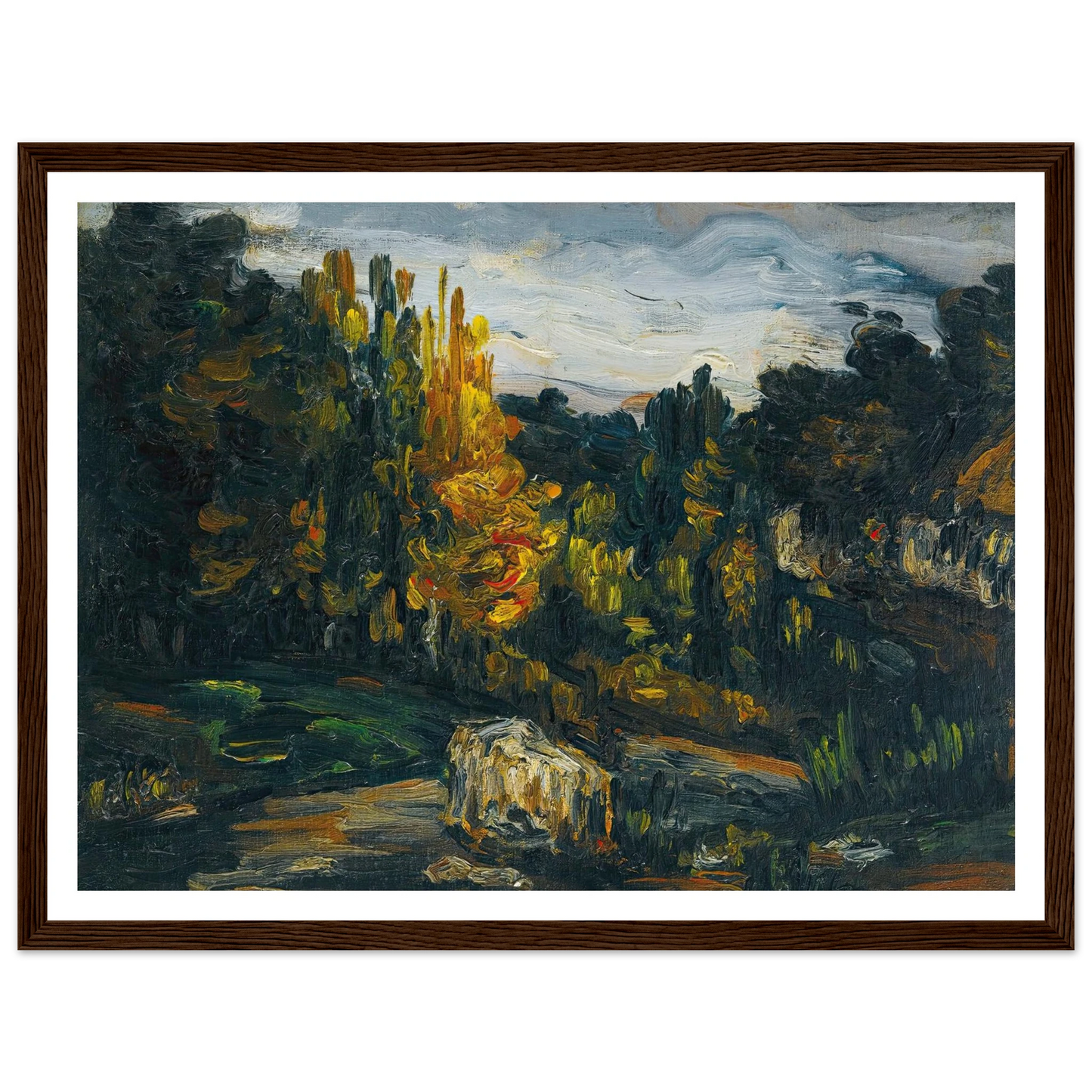 Paysage (1866) Art Print | Paul Cezanne - Framed Poster - 30x40 cm / 12x16″ - Black frame