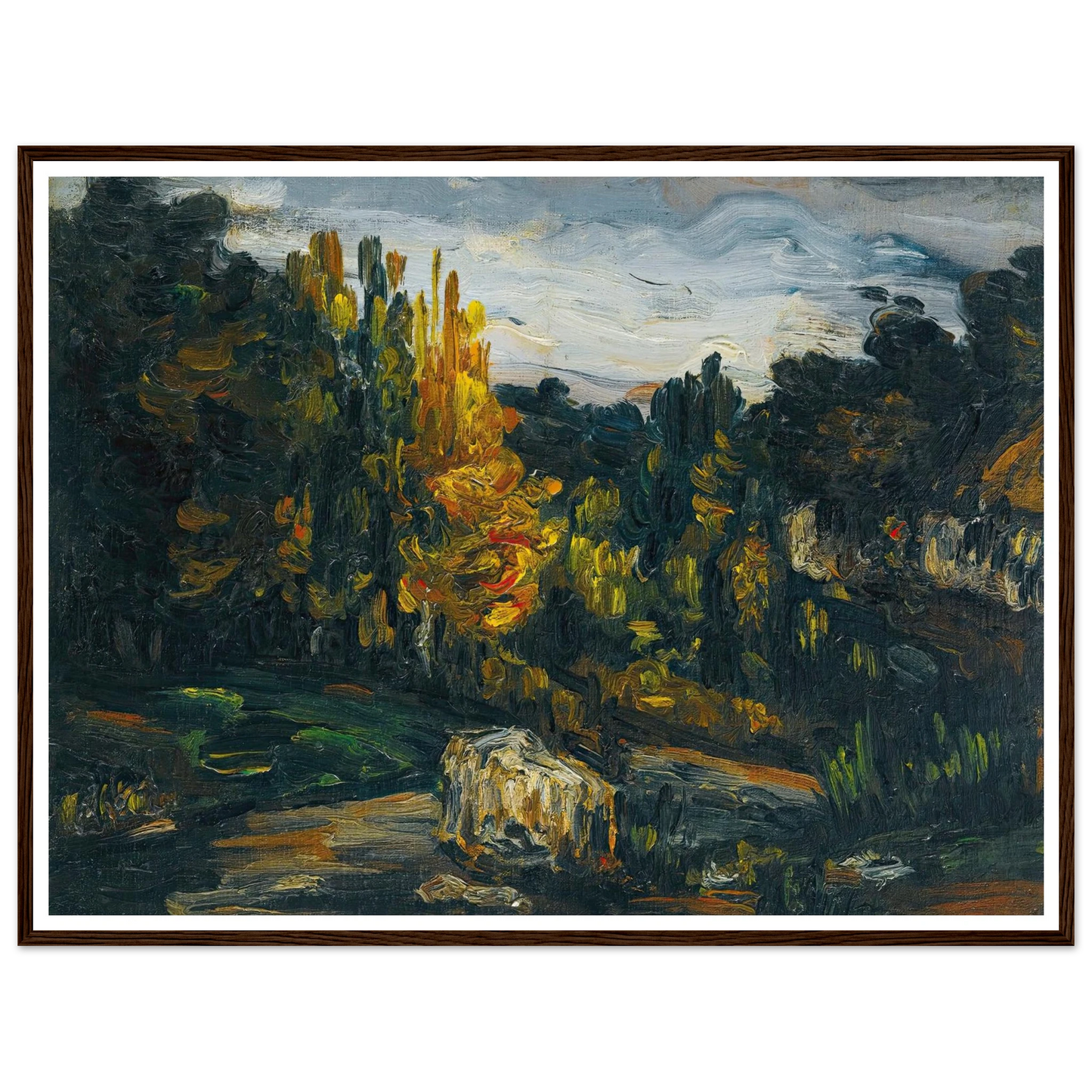 Paysage (1866) Art Print | Paul Cezanne - Framed Poster - 30x40 cm / 12x16″ - Black frame