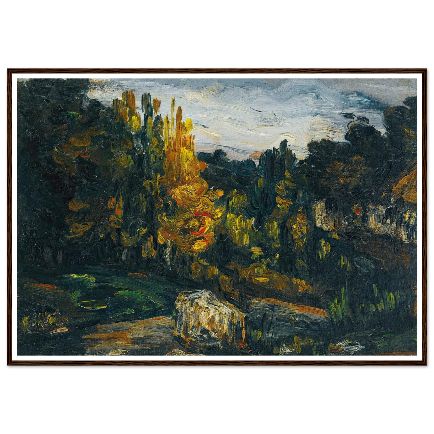 Paysage (1866) Art Print | Paul Cezanne - Framed Poster - 30x40 cm / 12x16″ - Black frame