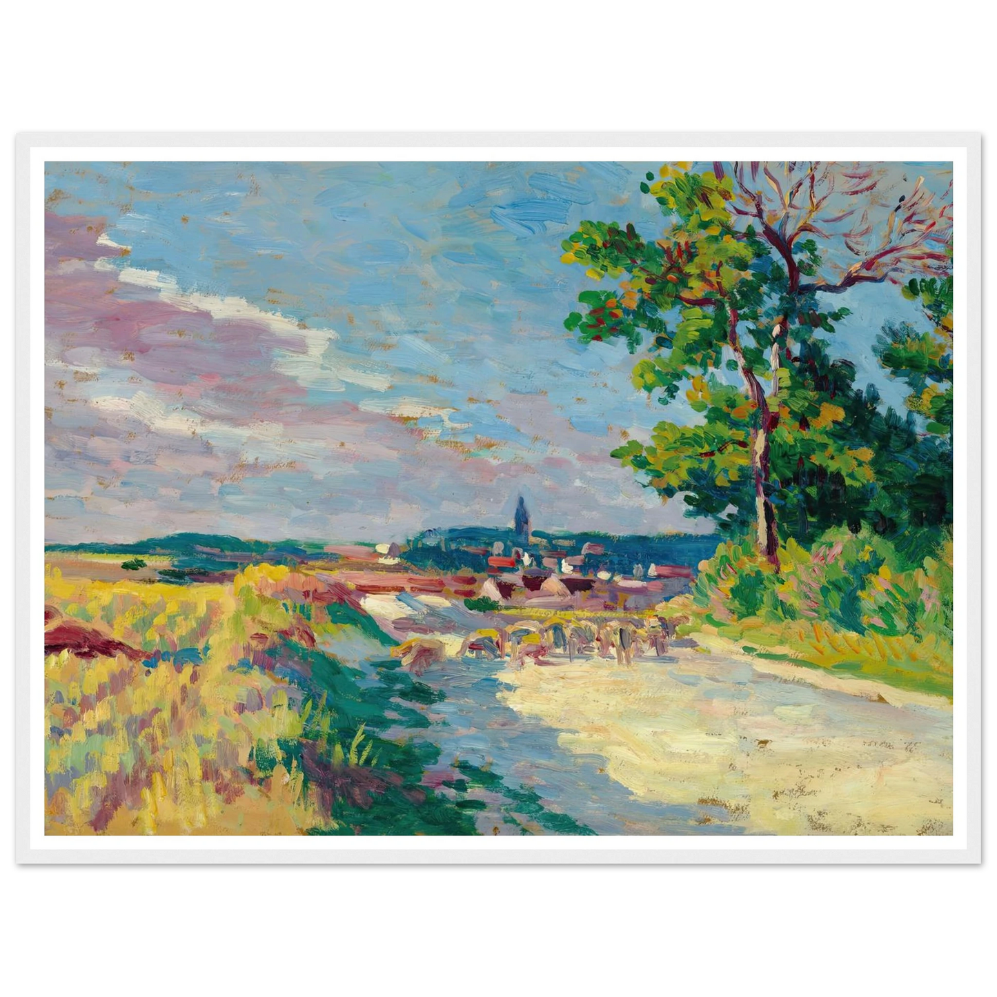 Paysage à Méréville (1904) Art Print | Maximilien Luce - Framed Poster - 30x40 cm / 12x16″ - Black frame