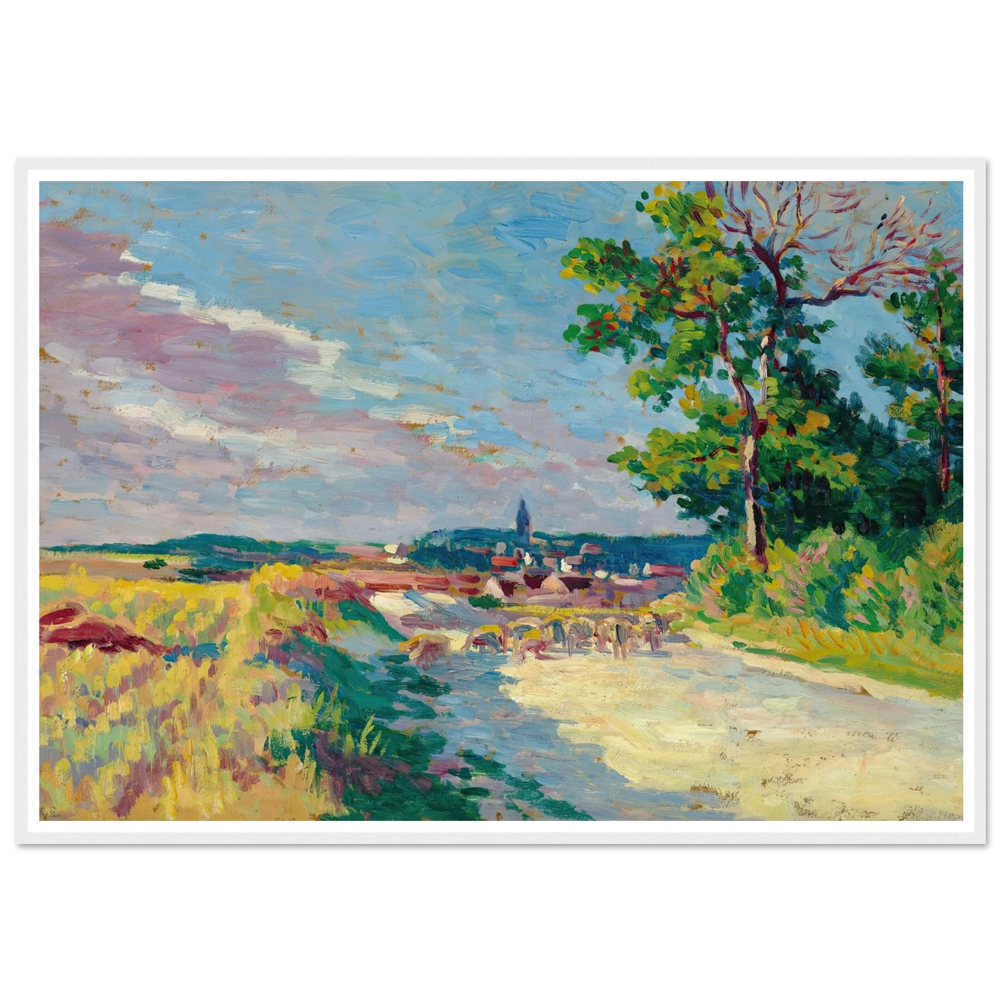 Paysage à Méréville (1904) Art Print | Maximilien Luce - Framed Poster - 30x40 cm / 12x16″ - Black frame