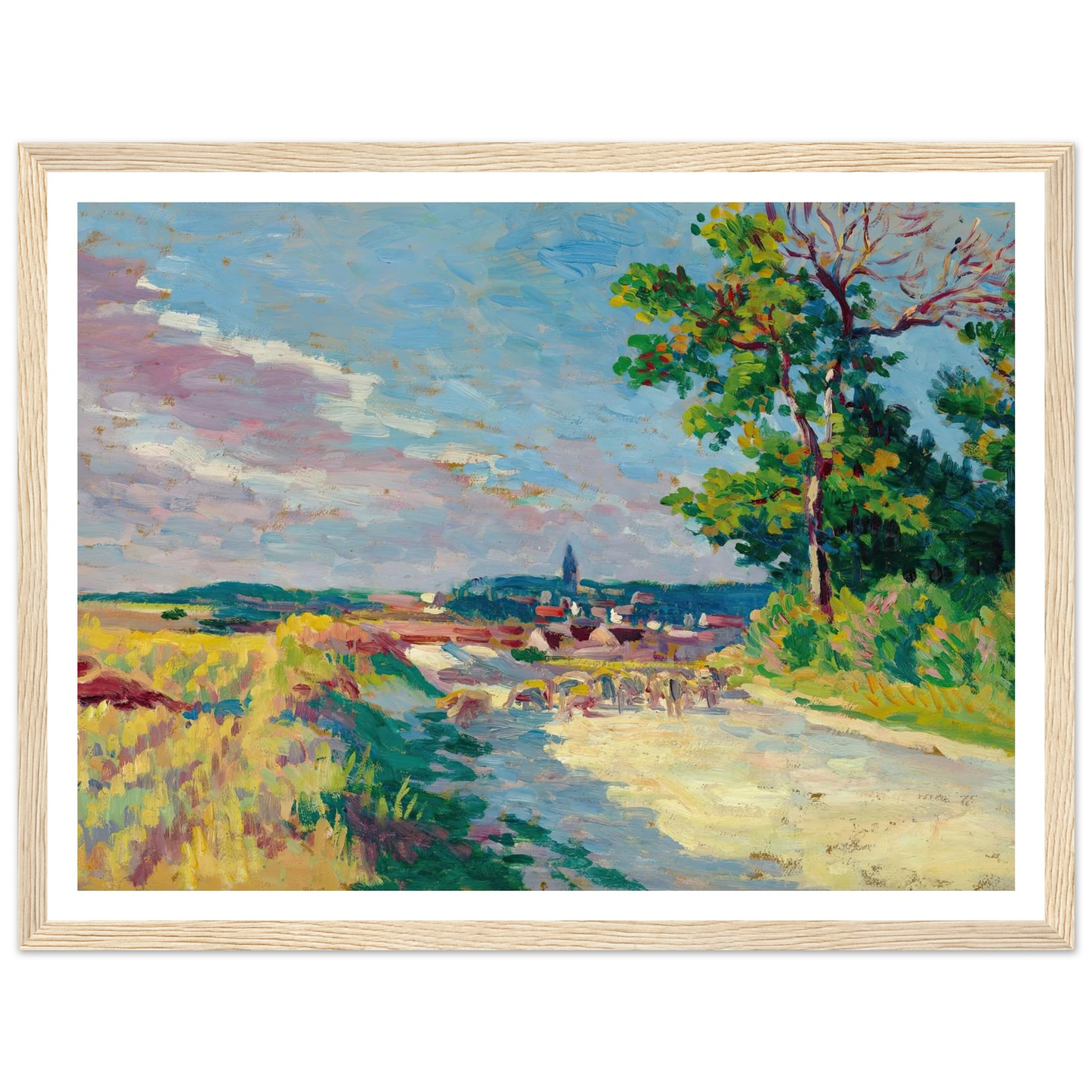 Paysage à Méréville (1904) Art Print | Maximilien Luce - Framed Poster - 30x40 cm / 12x16″ - Black frame