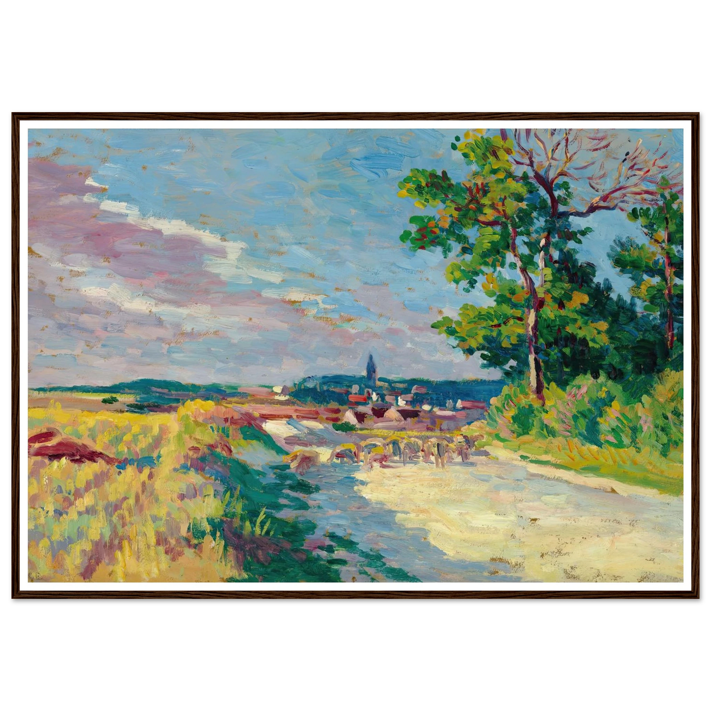 Paysage à Méréville (1904) Art Print | Maximilien Luce - Framed Poster - 30x40 cm / 12x16″ - Black frame