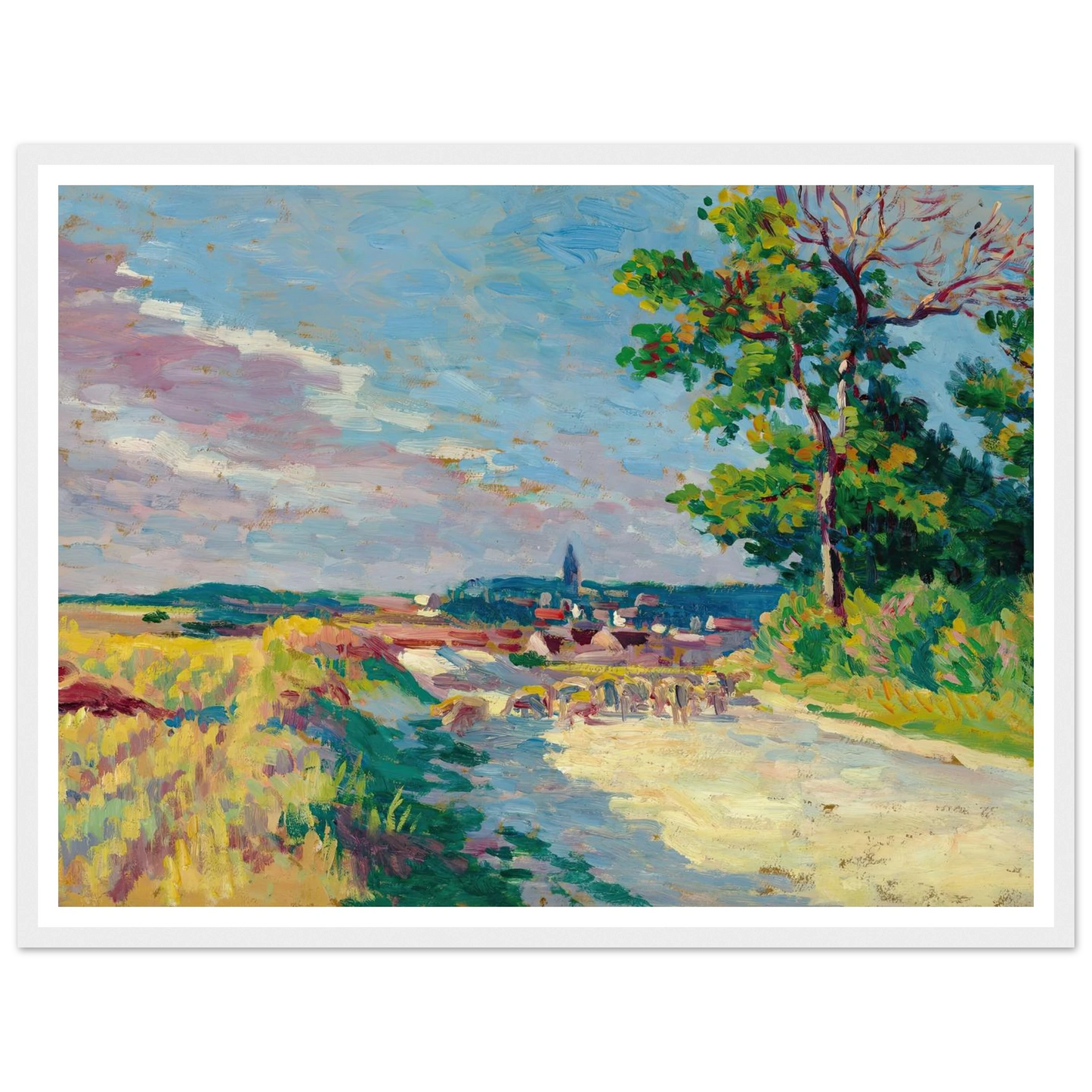 Paysage à Méréville (1904) Art Print | Maximilien Luce - Framed Poster - 30x40 cm / 12x16″ - Black frame