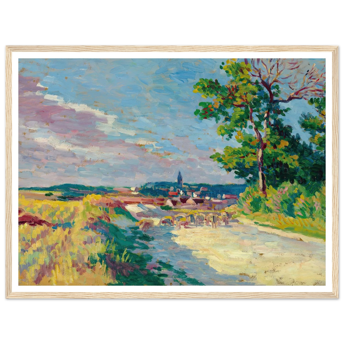 Paysage à Méréville (1904) Art Print | Maximilien Luce - Framed Poster - 30x40 cm / 12x16″ - Black frame