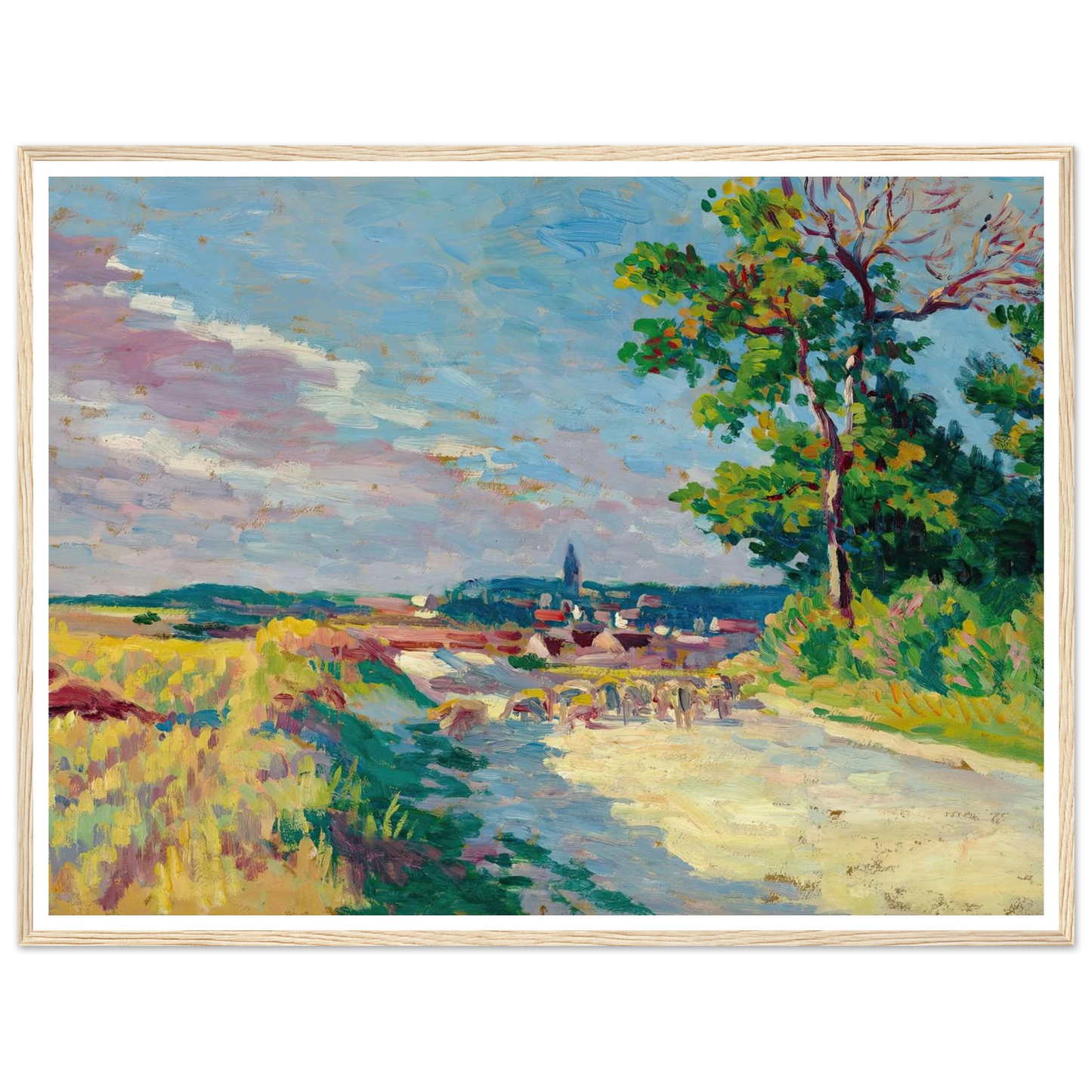 Paysage à Méréville (1904) Art Print | Maximilien Luce - Framed Poster - 30x40 cm / 12x16″ - Black frame